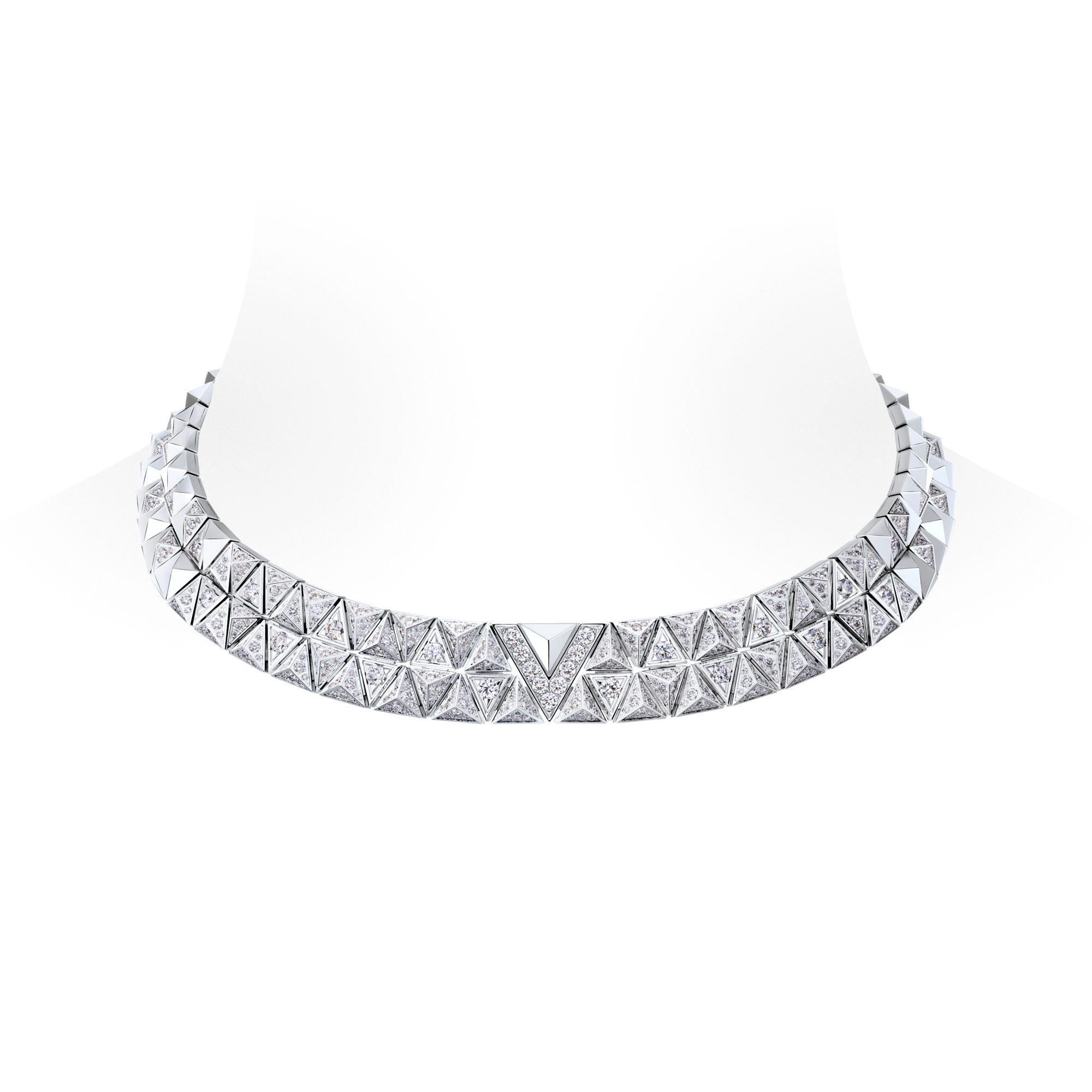 Collar Pure V de fila doble en oro blanco y diamantes  Joyería Categorías Collares y colgantes | LOUIS VUITTON (Zoom de producto)