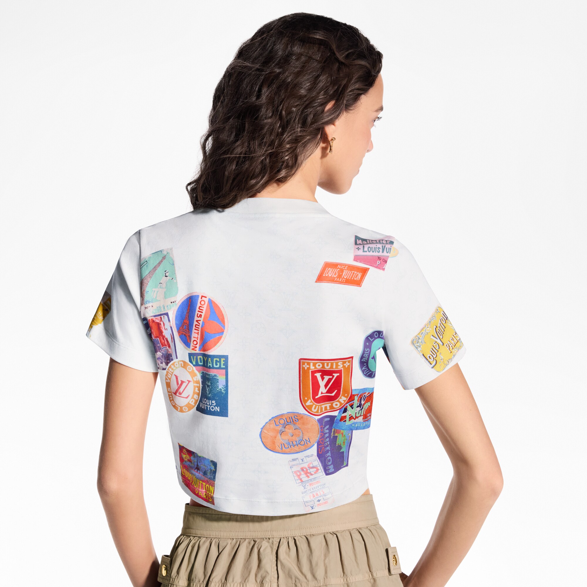 Crop top con estampado Mahina y de parches  Mujer Prêt-à-Porter Tops | LOUIS VUITTON (Zoom de producto)
