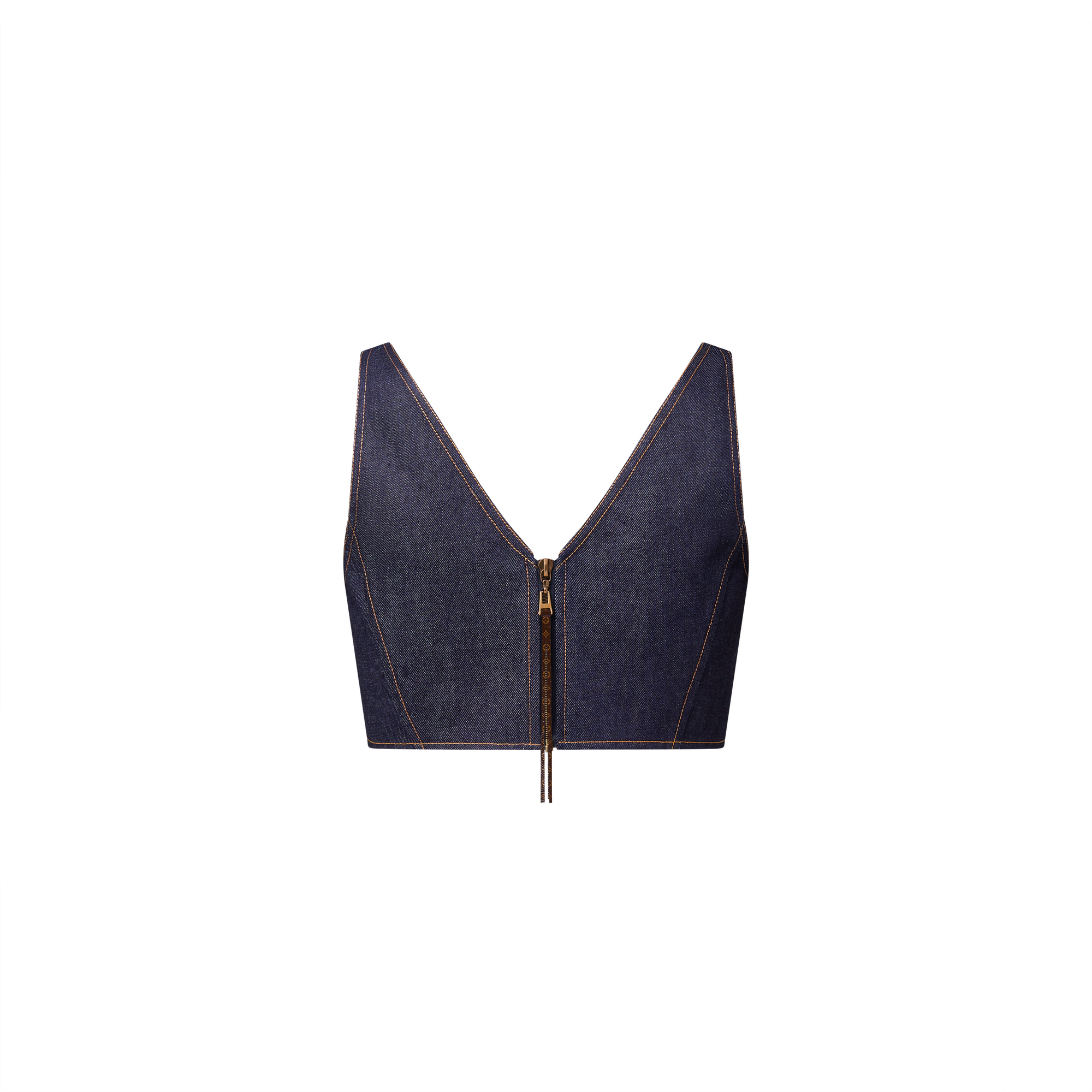 Crop top vaquero con cuello de pico  Mujer Prêt-à-Porter Tops | LOUIS VUITTON (Zoom de producto)