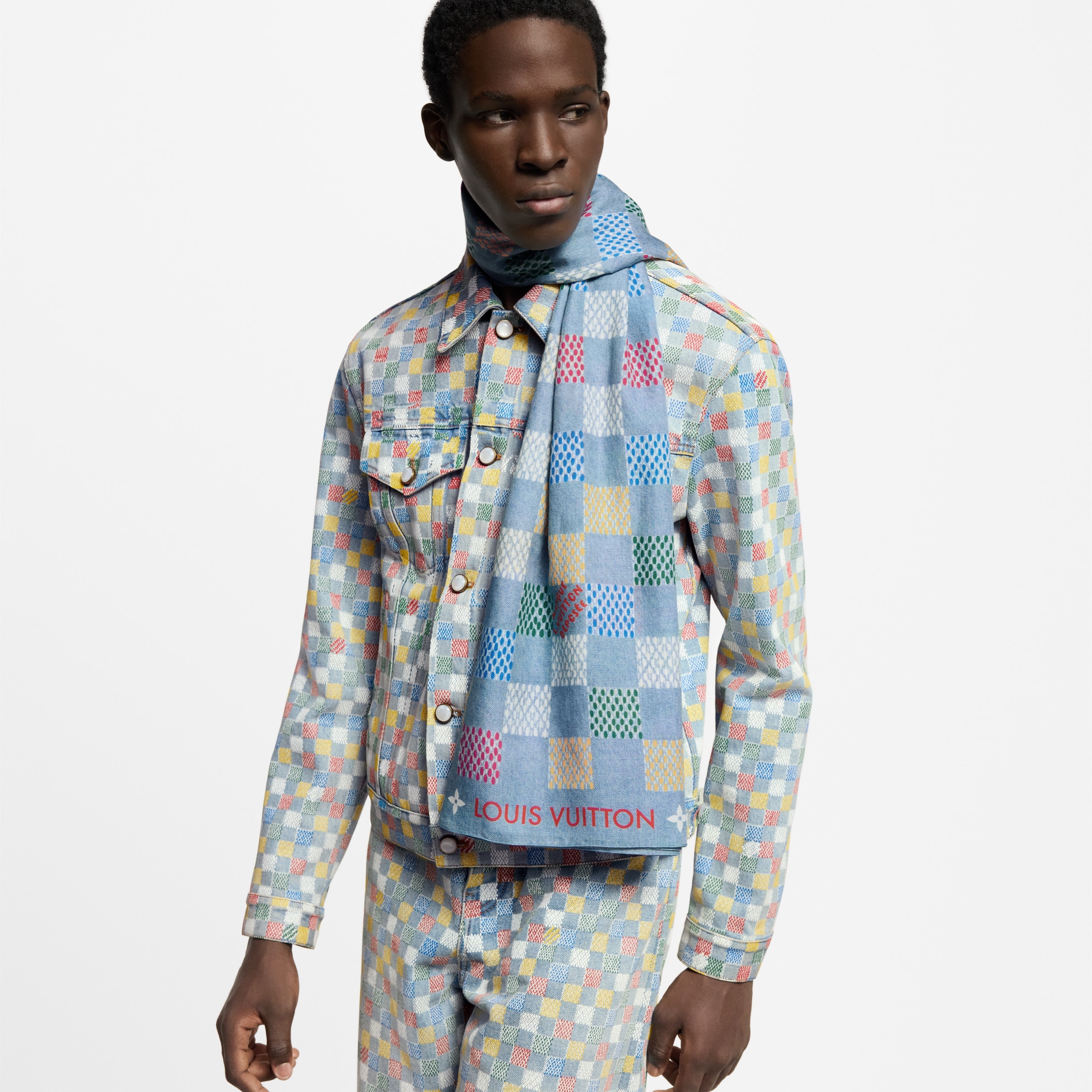Estola LV Vers Damier Denim S00 Hombre Accesorios Bufandas | LOUIS VUITTON (Zoom de producto)