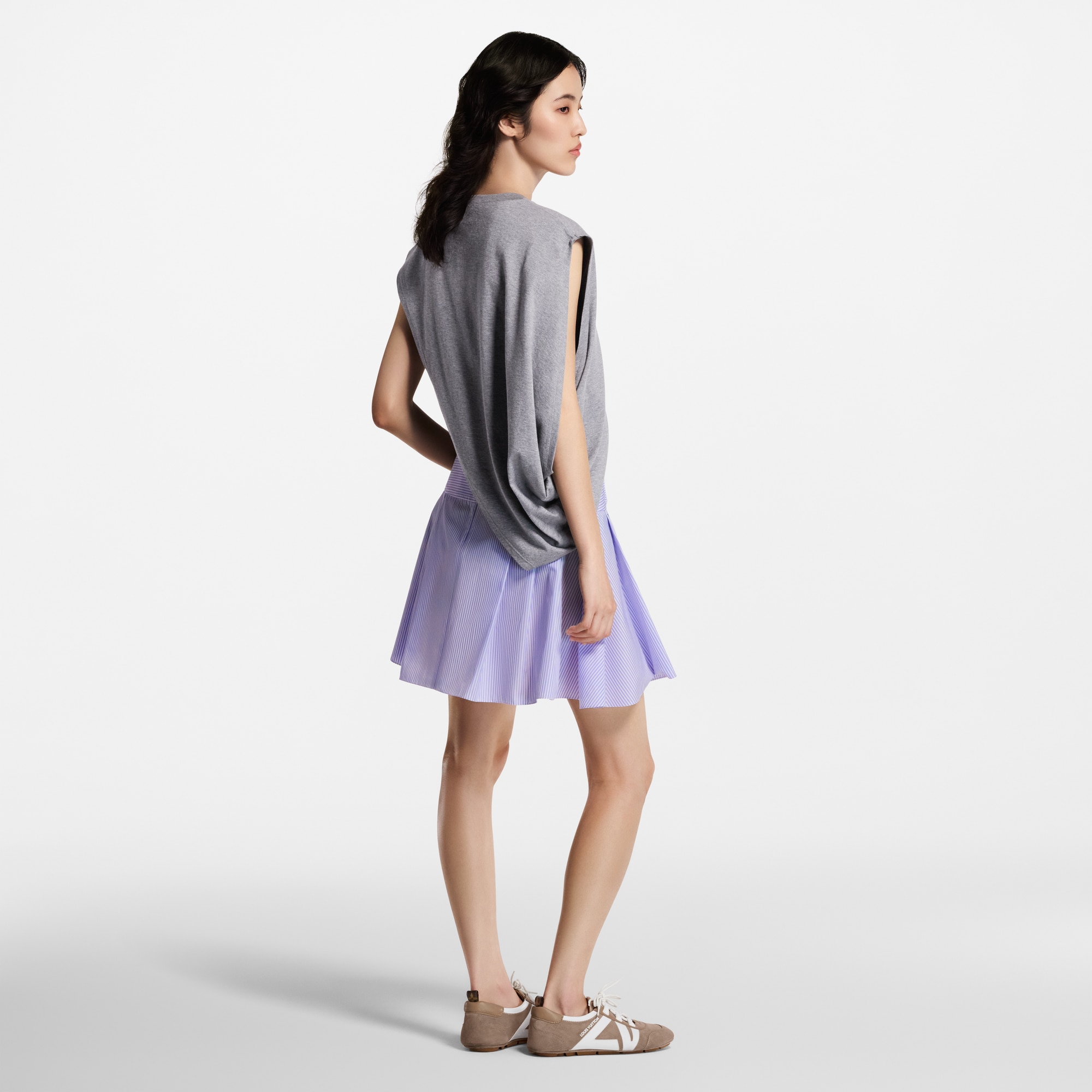 Falda con botones repujados y rayas  Mujer Prêt-à-Porter Faldas y pantalones cortos | LOUIS VUITTON (Zoom de producto)