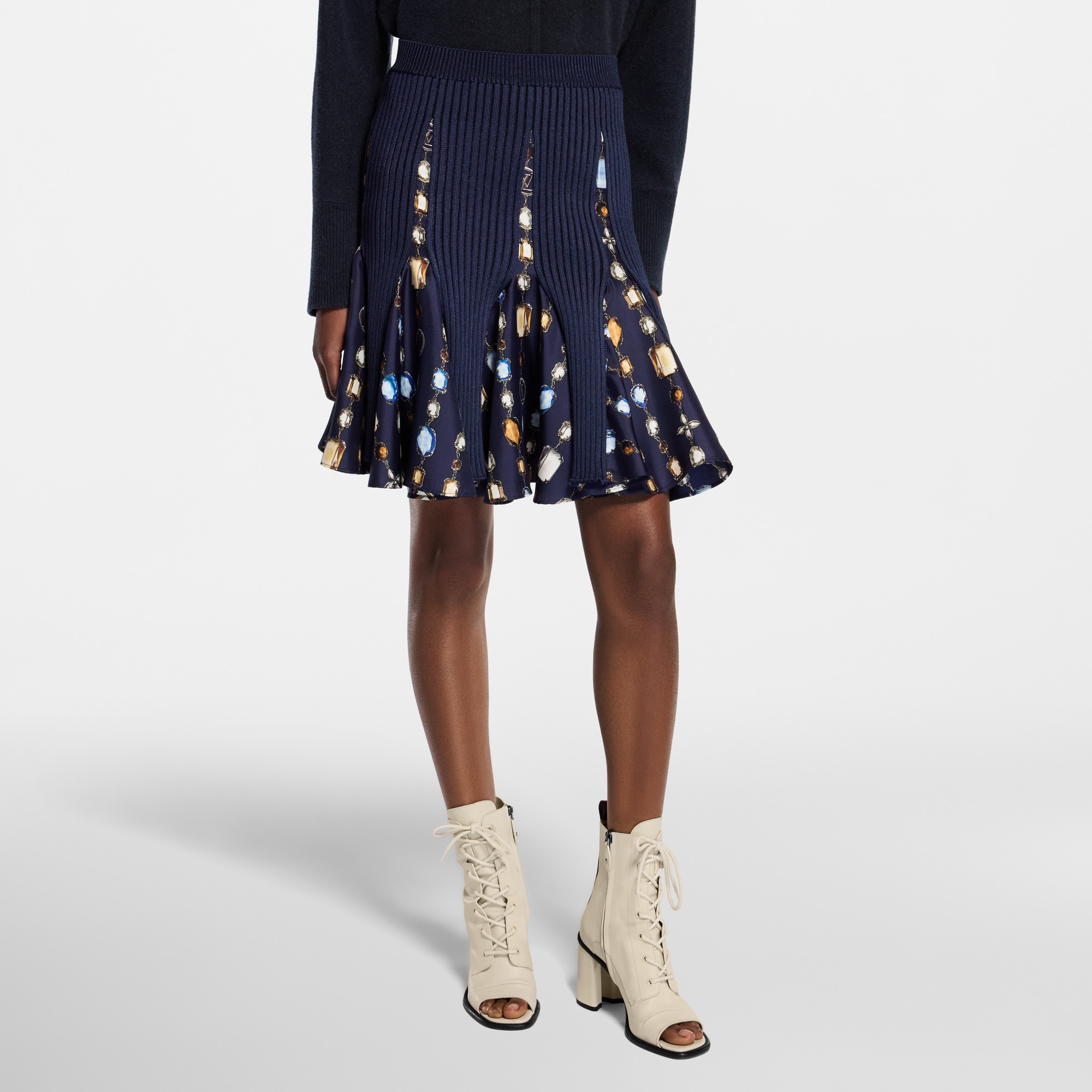 Falda de punto con motivo de collar  Mujer Prêt-à-Porter Faldas y pantalones cortos | LOUIS VUITTON (Zoom de producto)