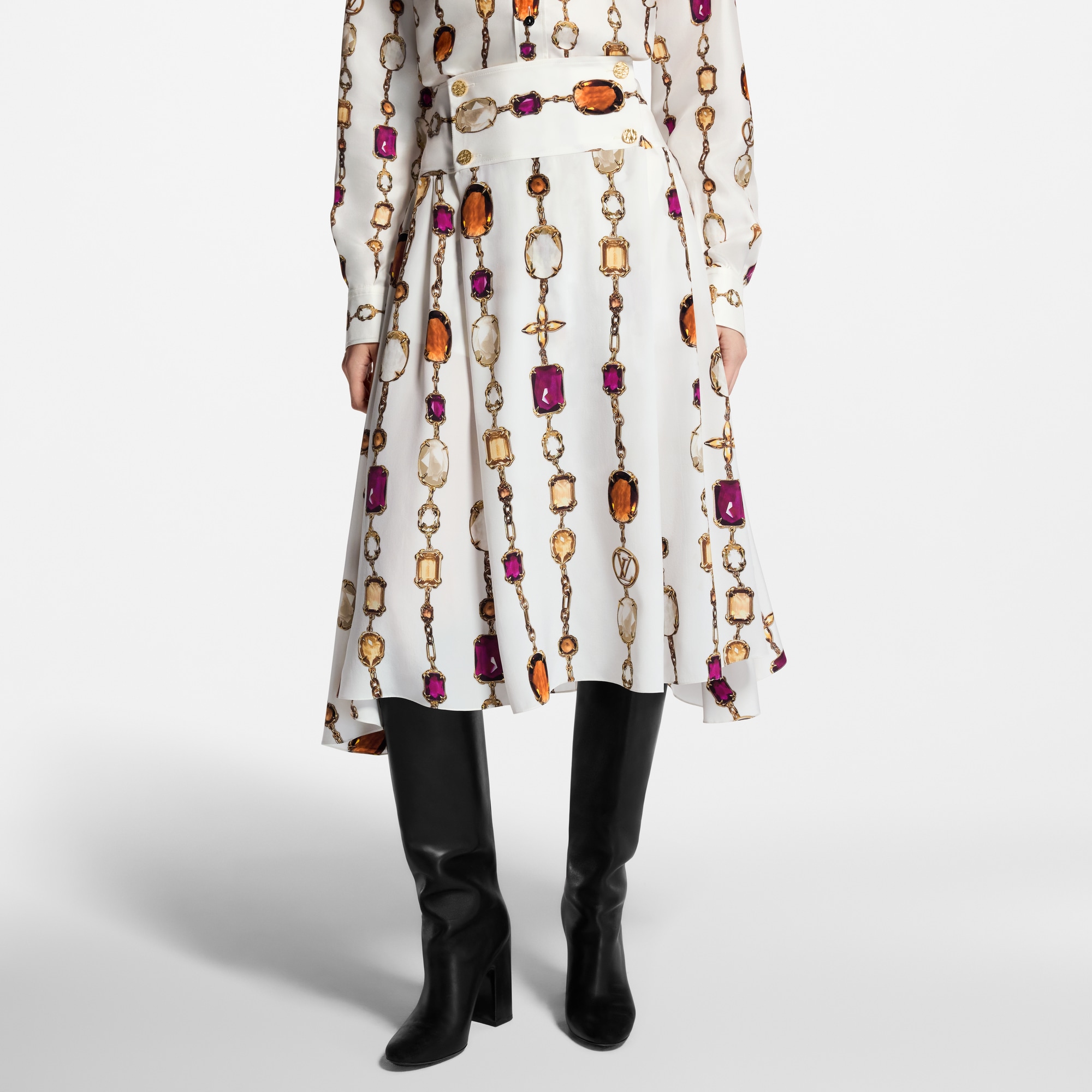 Falda midi con estampado de collar  Mujer Prêt-à-Porter Faldas y pantalones cortos | LOUIS VUITTON (Zoom de producto)