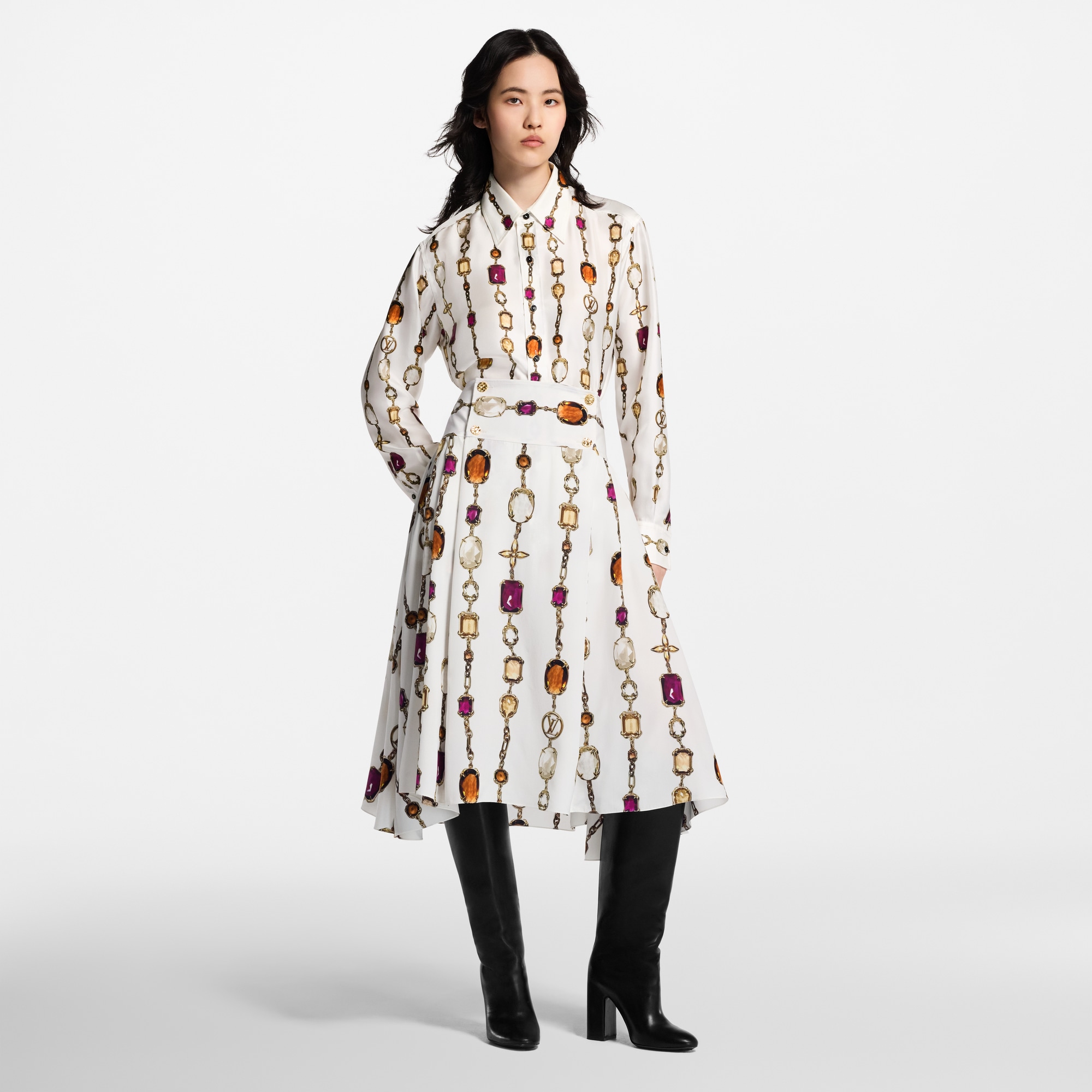 Falda midi con estampado de collar  Mujer Prêt-à-Porter Faldas y pantalones cortos | LOUIS VUITTON (Zoom de producto)