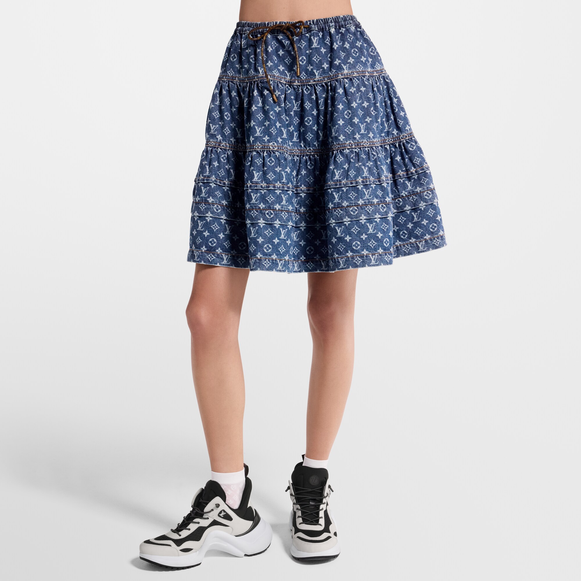 Falda vaquera escalonada Monogram  Mujer Prêt-à-Porter Faldas y pantalones cortos | LOUIS VUITTON (Zoom de producto)