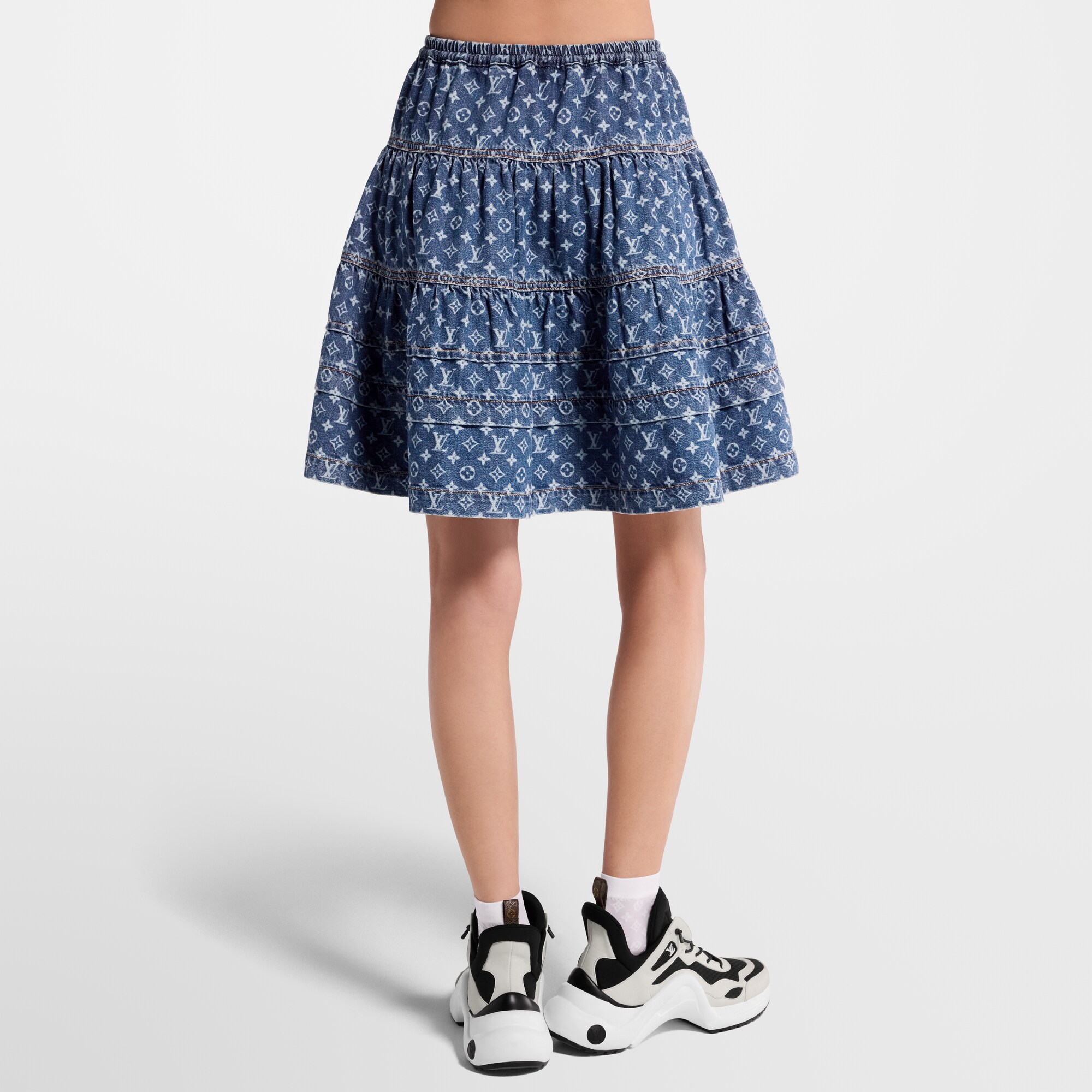 Falda vaquera escalonada Monogram  Mujer Prêt-à-Porter Faldas y pantalones cortos | LOUIS VUITTON (Zoom de producto)