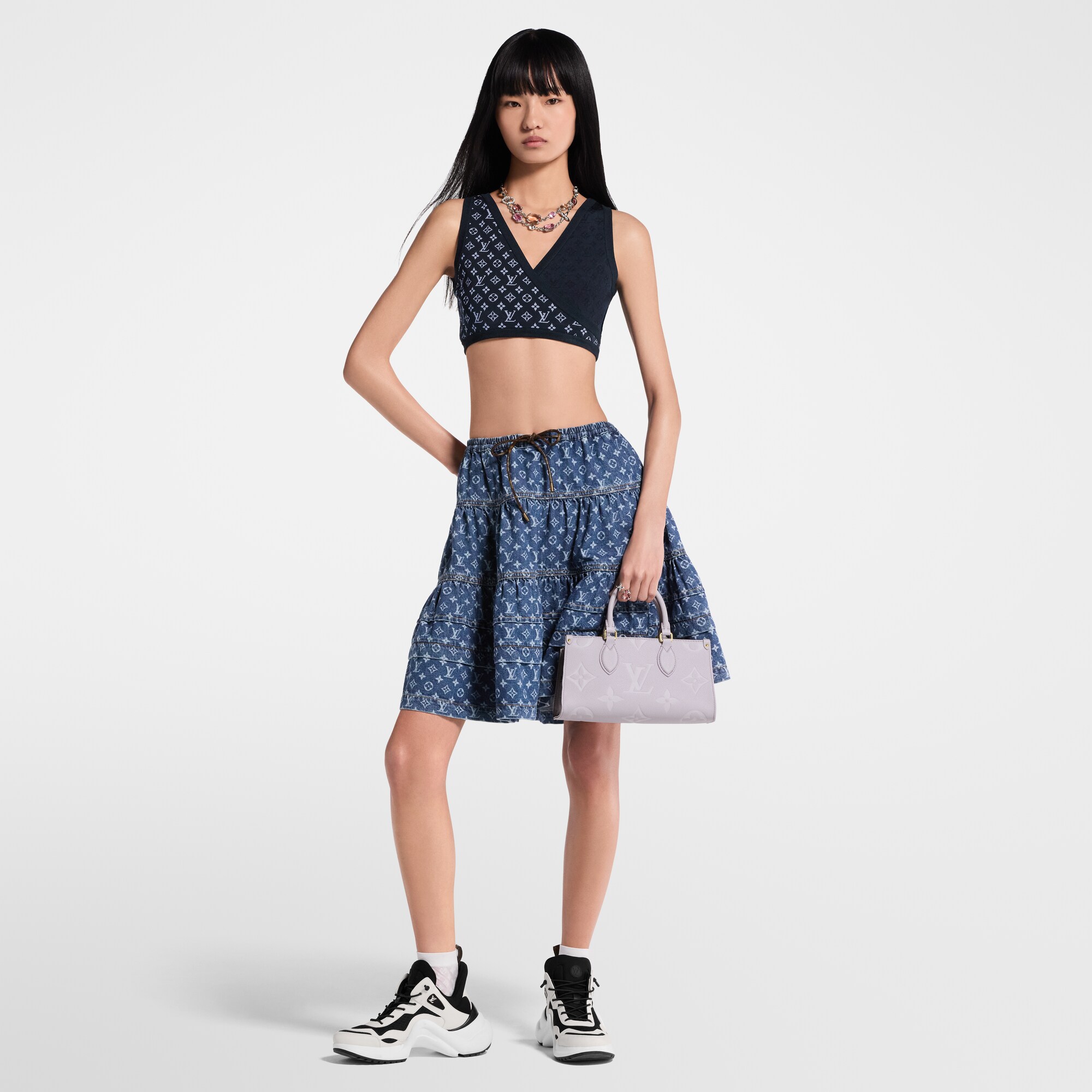 Falda vaquera escalonada Monogram  Mujer Prêt-à-Porter Faldas y pantalones cortos | LOUIS VUITTON (Zoom de producto)