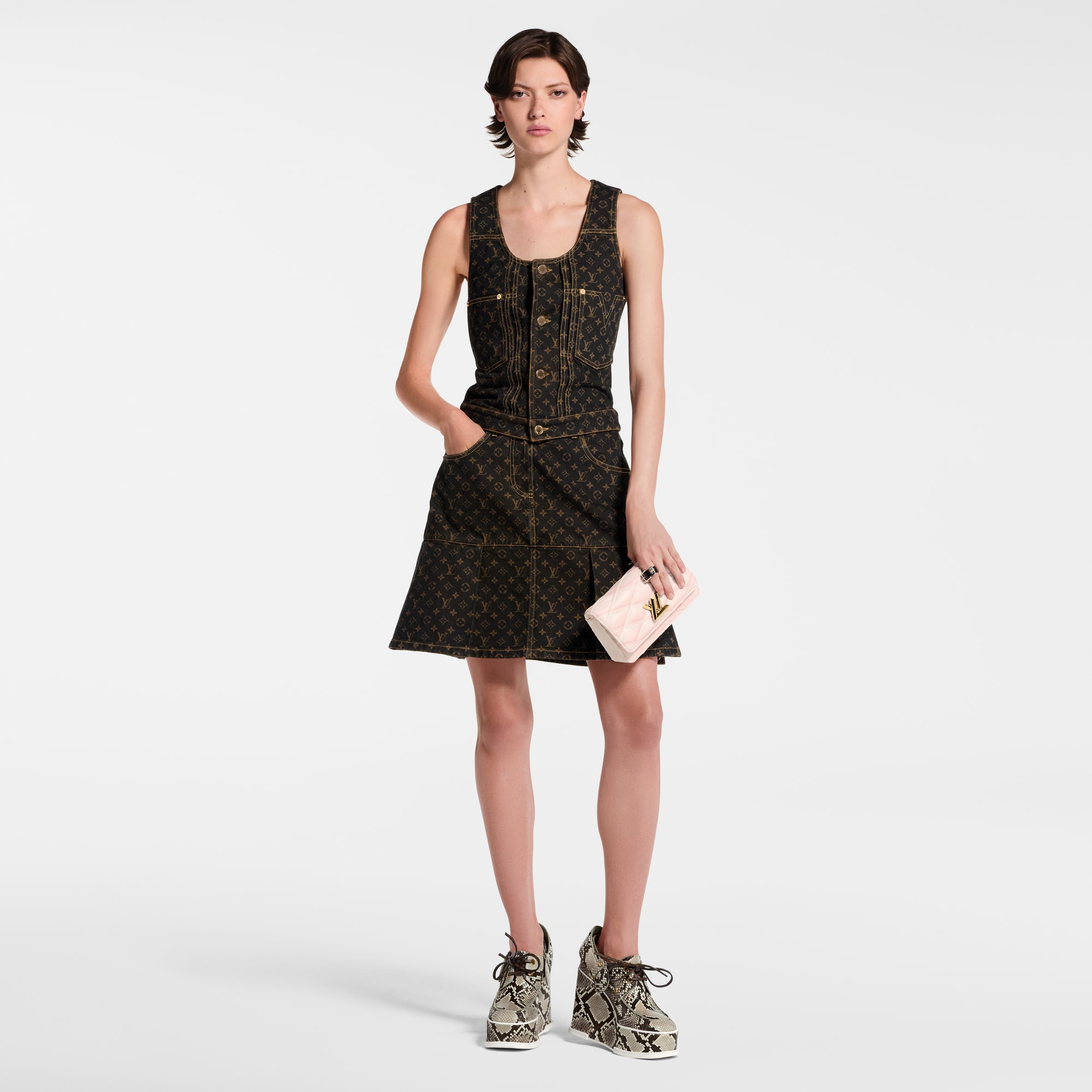 Falda vaquera Monogram plisada  Mujer Prêt-à-Porter Faldas y pantalones cortos | LOUIS VUITTON (Zoom de producto)