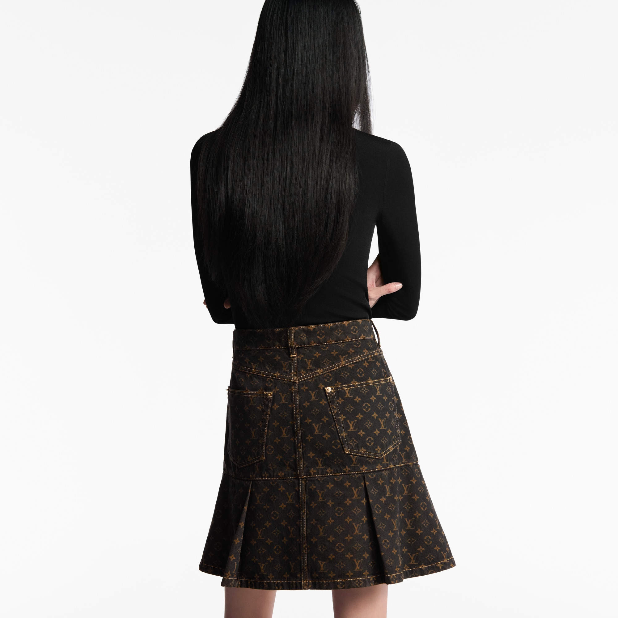 Falda vaquera plisada Monogram  Mujer Prêt-à-Porter Faldas y pantalones cortos | LOUIS VUITTON (Zoom de producto)