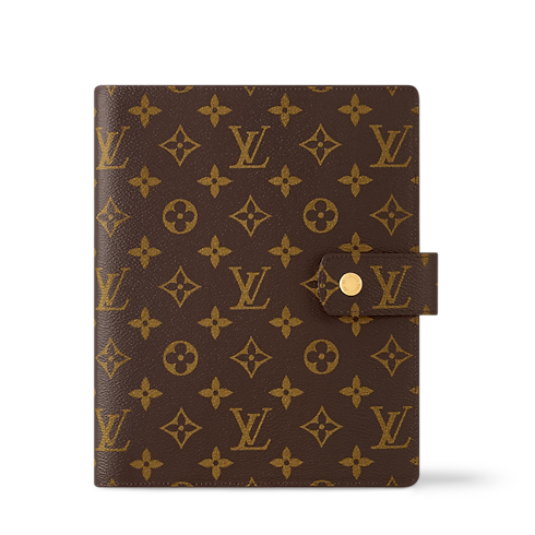 Funda de agenda de anillas grande Lona Monogram Bolsos y pequeña marroquinería Personalización de artículos de cuero } | LOUIS VUITTON (Zoom de producto)