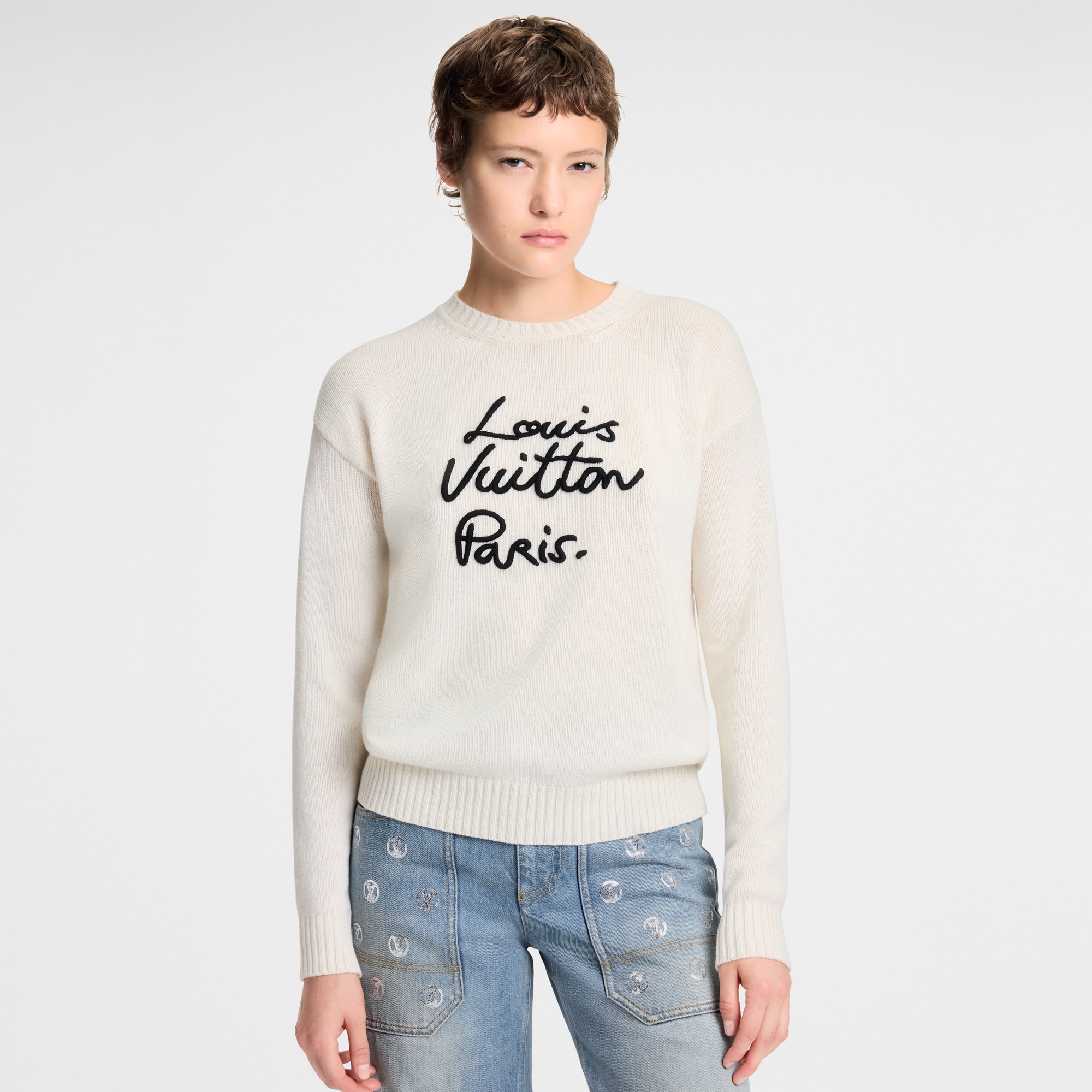 Jersey con distintivo en cursiva  Mujer Prêt-à-Porter Artículos de punto | LOUIS VUITTON (Zoom de producto)