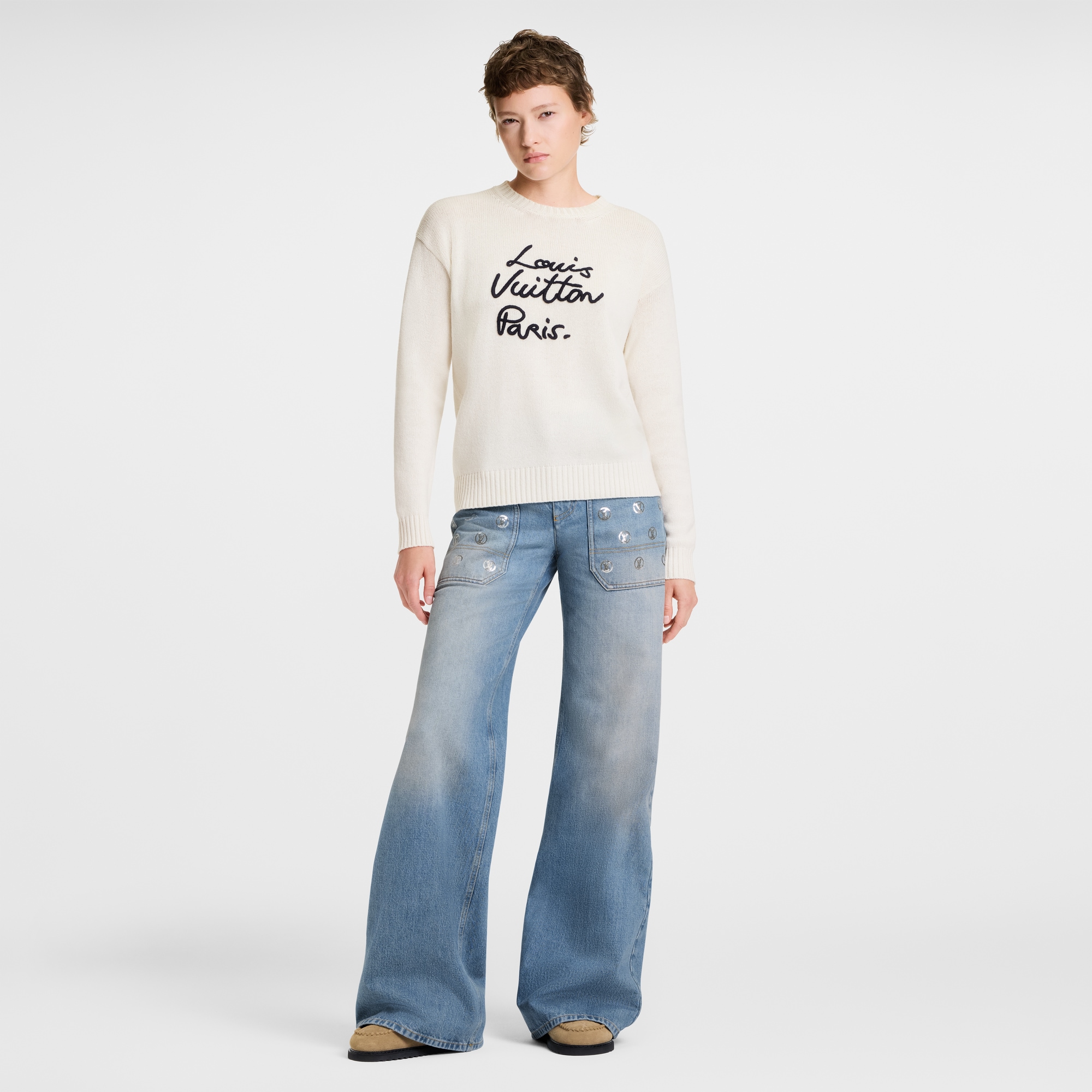 Jersey con distintivo en cursiva  Mujer Prêt-à-Porter Artículos de punto | LOUIS VUITTON (Zoom de producto)