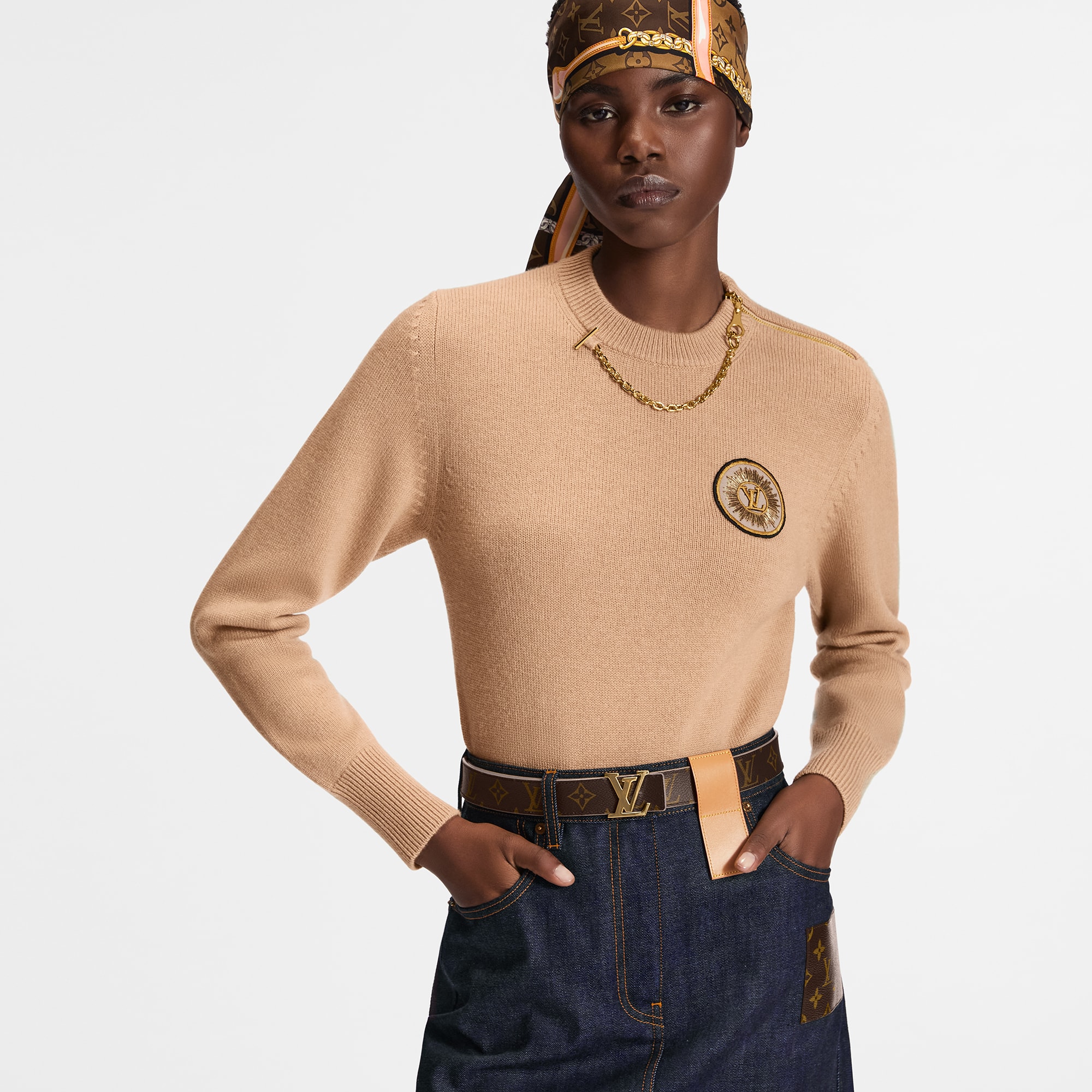 Jersey con parche y cadena  Mujer Prêt-à-Porter Artículos de punto | LOUIS VUITTON (Zoom de producto)