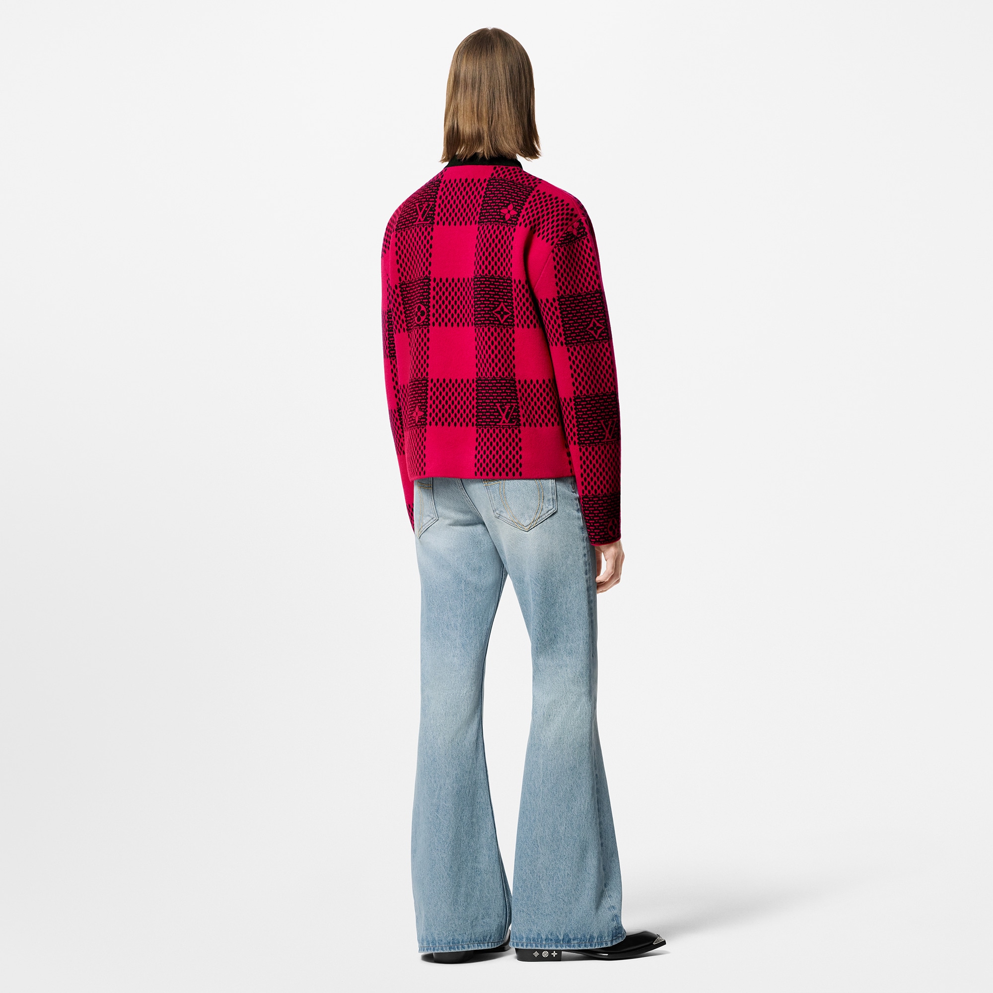 Jersey Damier de lana con cuello redondo  Hombre Prêt-à-Porter Punto y sudaderas | LOUIS VUITTON (Zoom de producto)