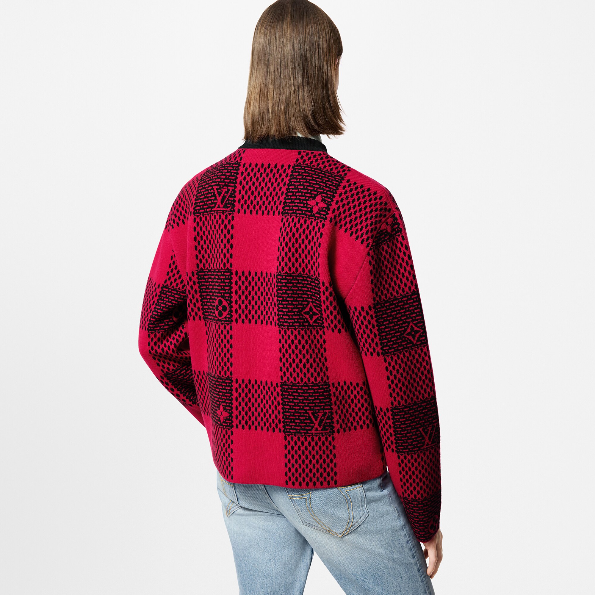 Jersey Damier de lana con cuello redondo  Hombre Prêt-à-Porter Punto y sudaderas | LOUIS VUITTON (Zoom de producto)