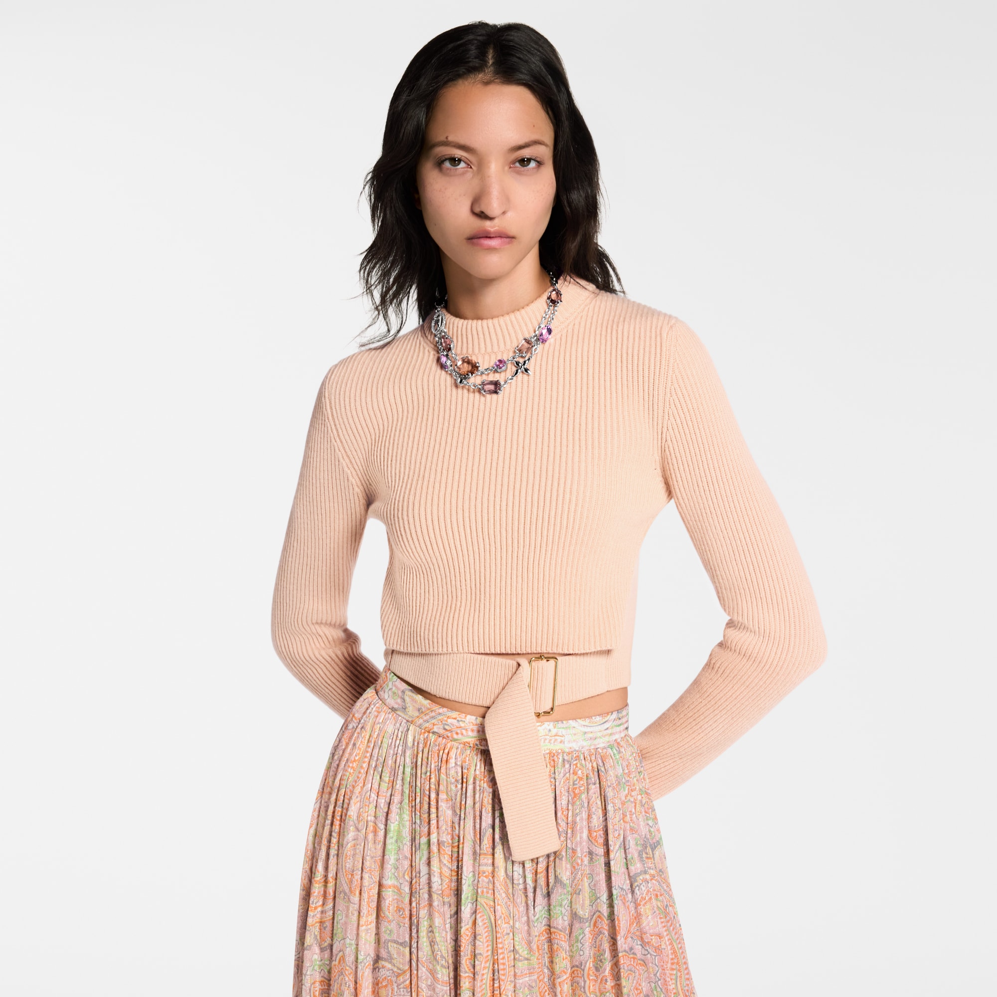 Jersey de corte cropped con cinturón  Mujer Prêt-à-Porter Artículos de punto | LOUIS VUITTON (Zoom de producto)