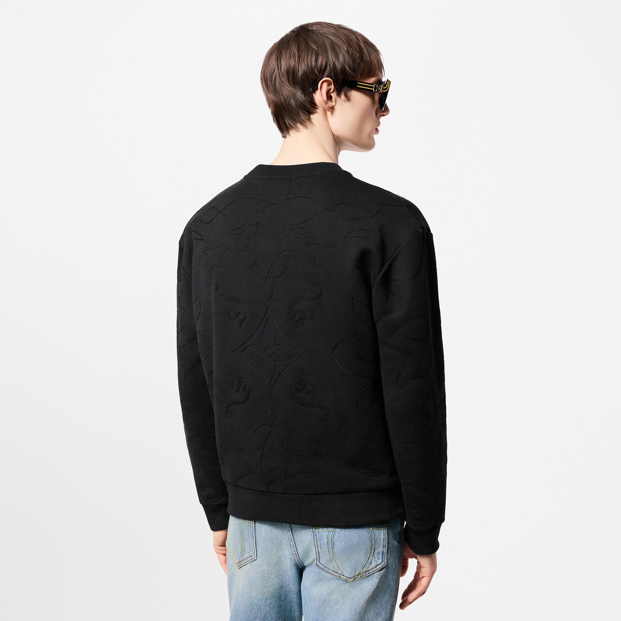 Jersey de cuello redondo en algodón bordado  Hombre Prêt-à-Porter Punto y sudaderas | LOUIS VUITTON (Zoom de producto)