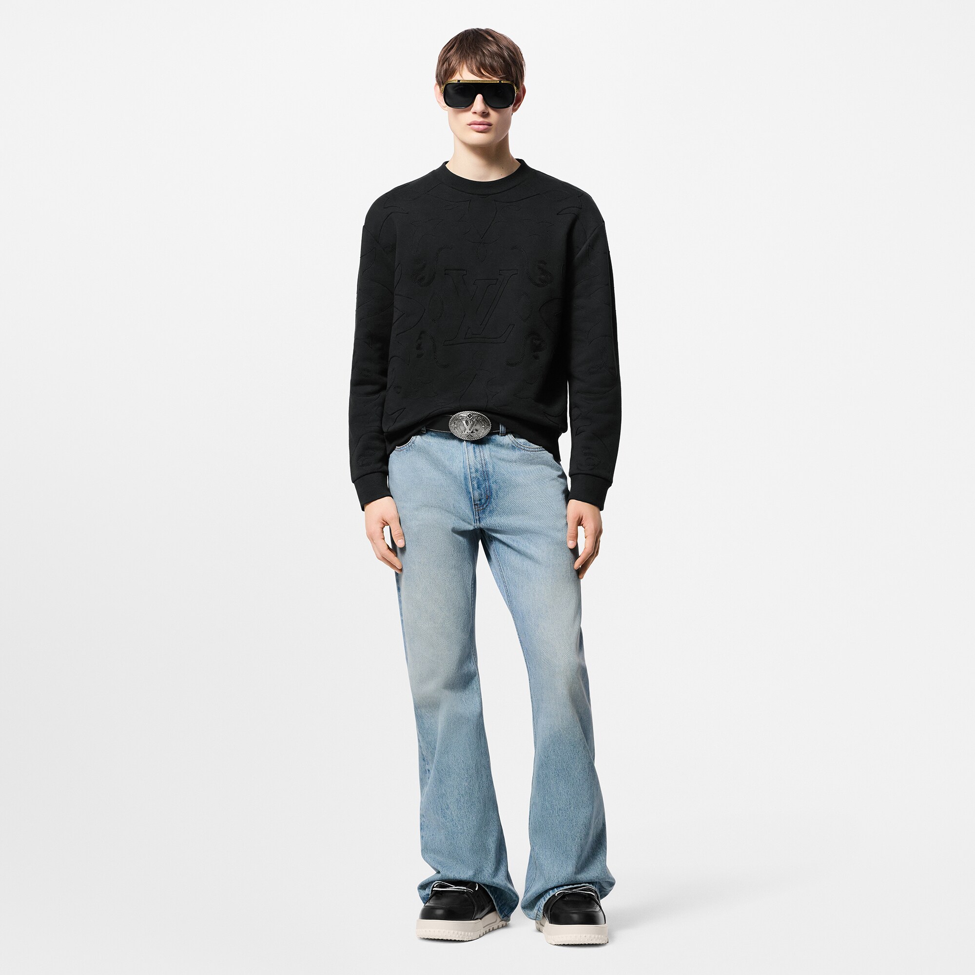 Jersey de cuello redondo en algodón bordado  Hombre Prêt-à-Porter Punto y sudaderas | LOUIS VUITTON (Zoom de producto)