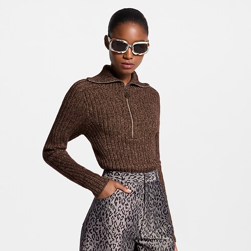 Jersey de punto acanalado con media cremallera Mujer Prêt-à-Porter Camisetas y sudaderas | LOUIS VUITTON (Zoom de producto)