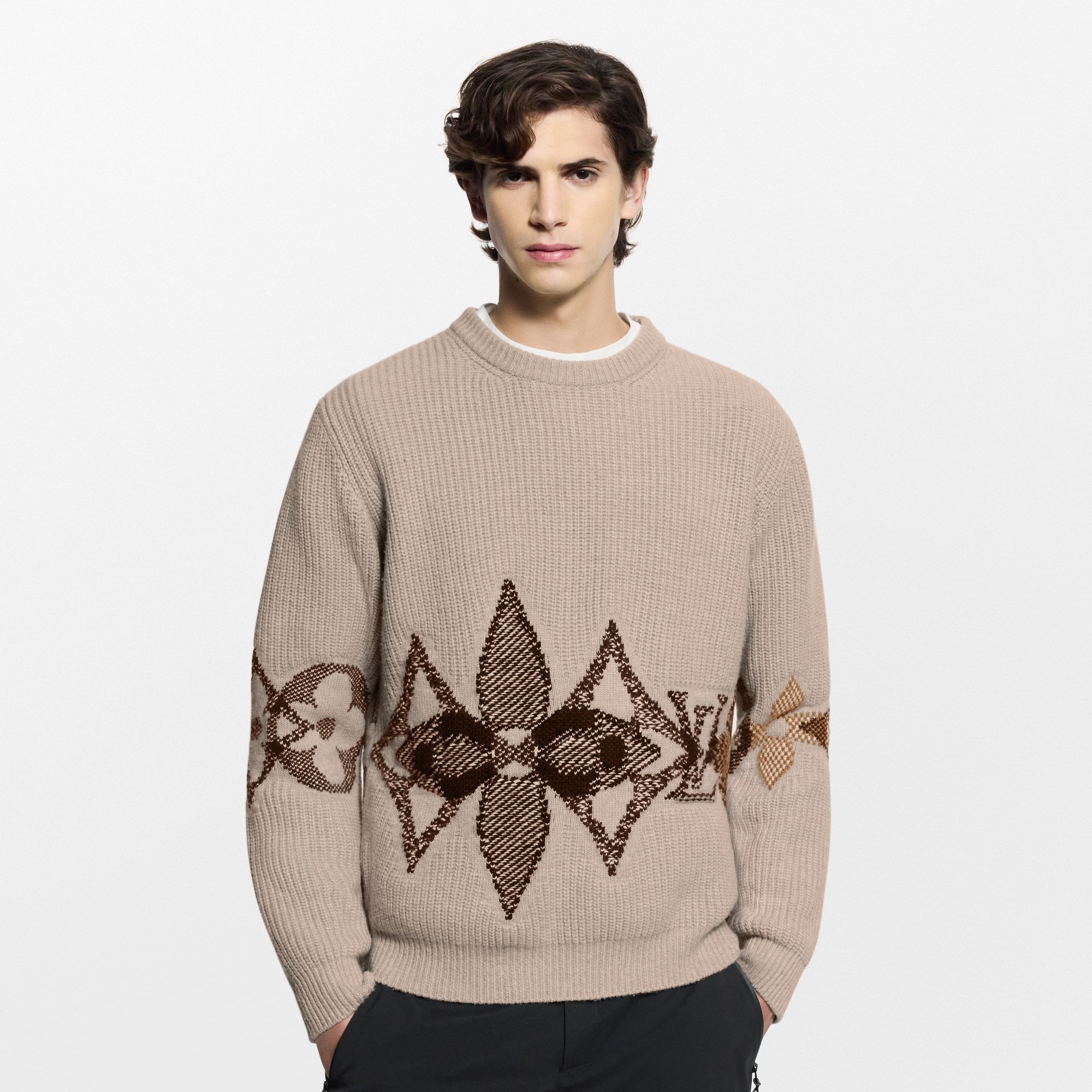 Jersey de punto y cuello redondo con motivos gráficos  Novedades Para hombre LV Ski | LOUIS VUITTON (Zoom de producto)