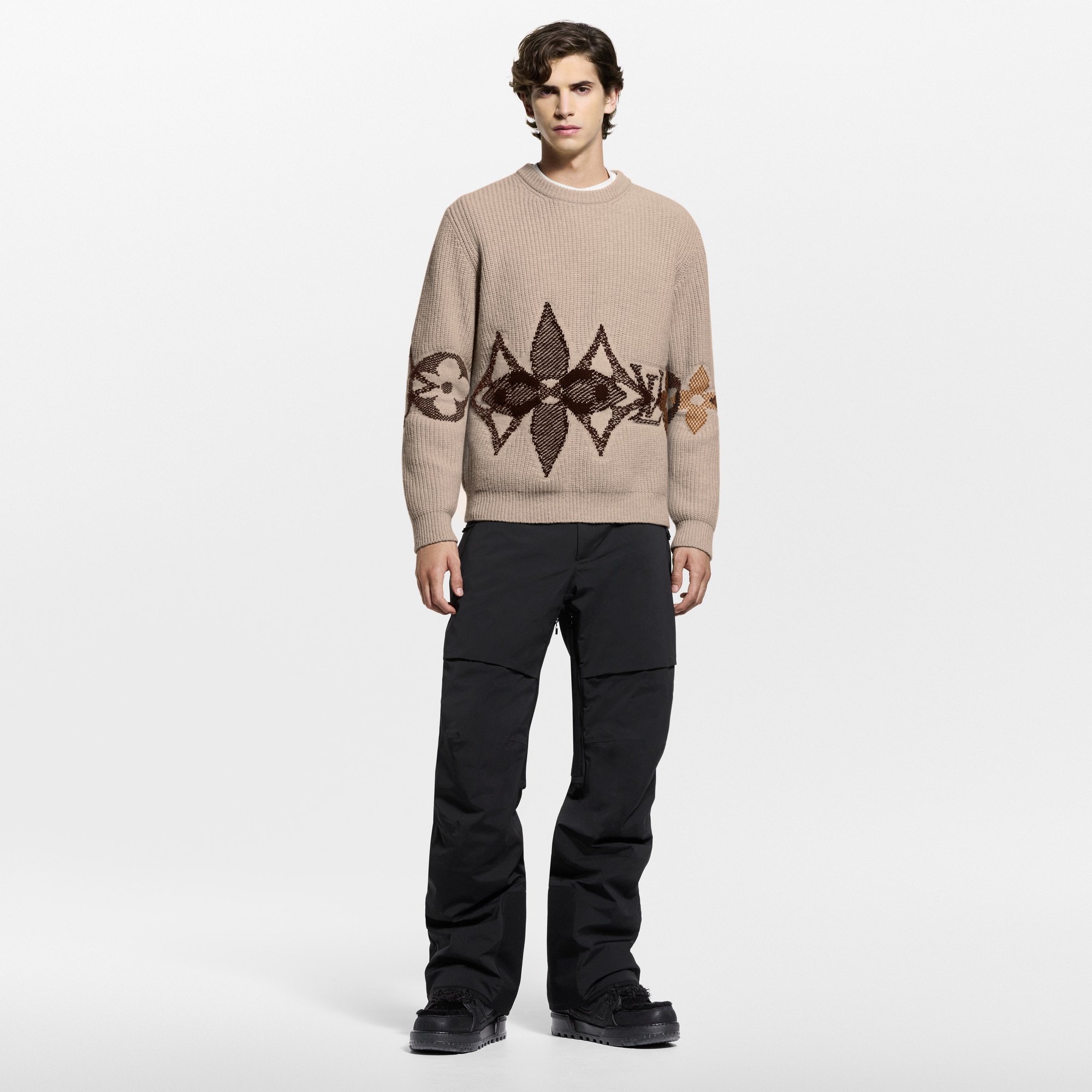 Jersey de punto y cuello redondo con motivos gráficos  Novedades Para hombre LV Ski | LOUIS VUITTON (Zoom de producto)