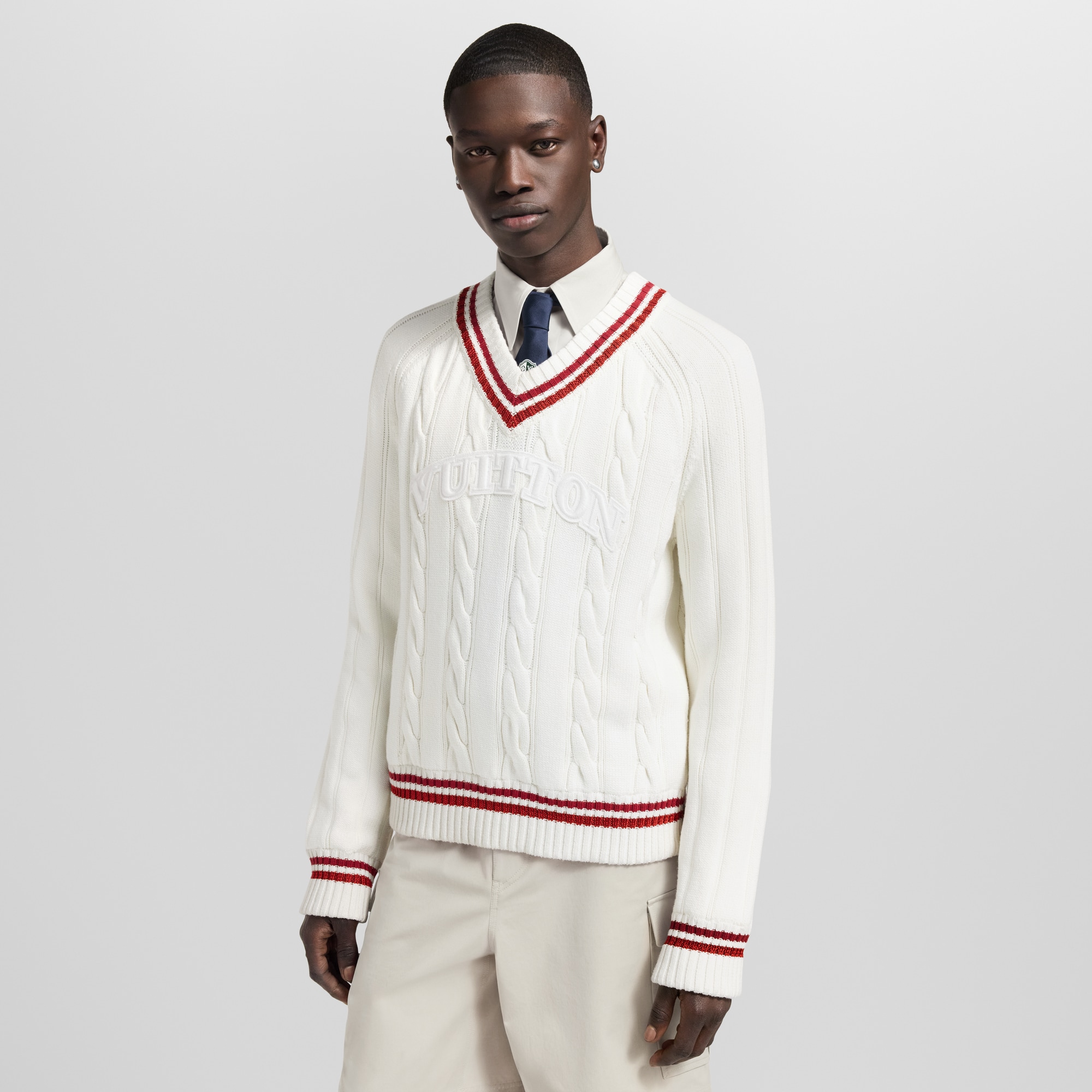 Jersey en punto de ochos con cuello de pico  Hombre Prêt-à-Porter Todo Prêt-à-Porter | LOUIS VUITTON (Zoom de producto)