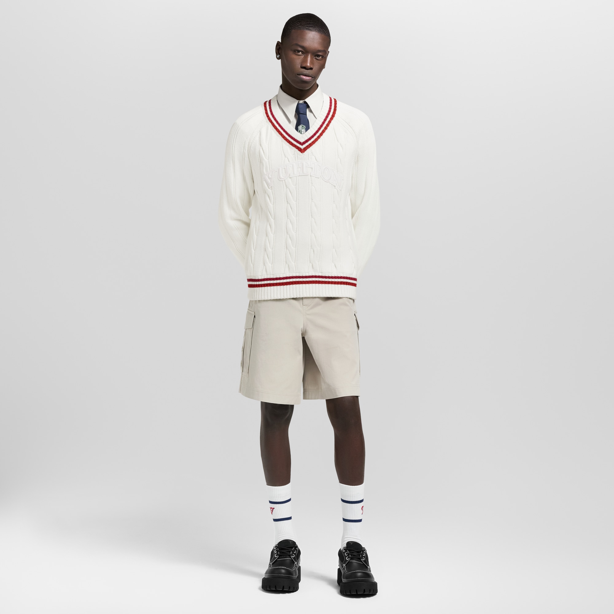 Jersey en punto de ochos con cuello de pico  Hombre Prêt-à-Porter Todo Prêt-à-Porter | LOUIS VUITTON (Zoom de producto)