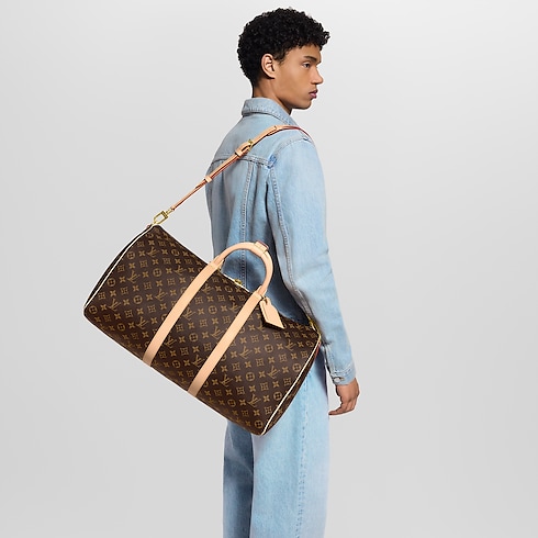 Keepall 50 con bandolera Lona Monogram Bolsos y pequeña marroquinería Personalización de artículos de cuero } | LOUIS VUITTON (Zoom de producto)