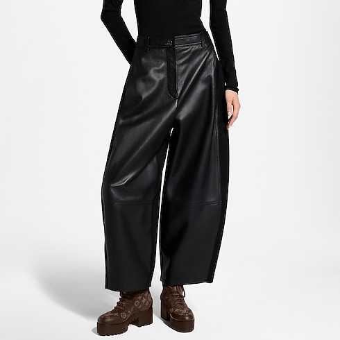 Pantalón globo de piel con inserción de lana Mujer Prêt-à-Porter Novedades en Prêt-à-porter | LOUIS VUITTON (Zoom de producto)