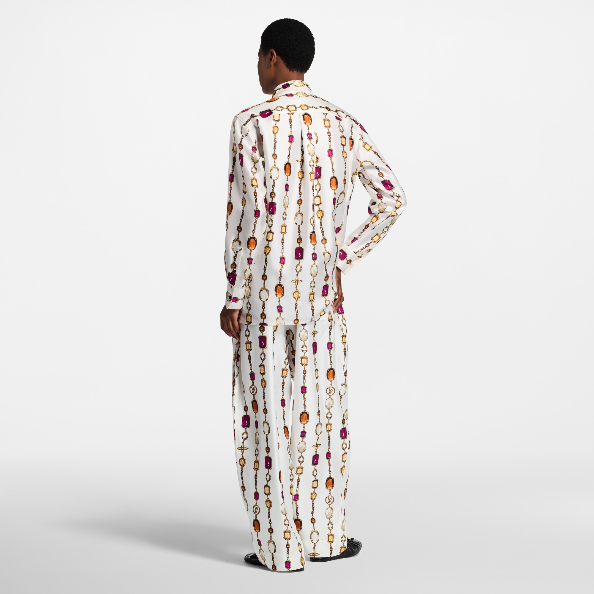Pantalón tipo pijama con estampado de collar  Mujer Prêt-à-Porter Pantalones | LOUIS VUITTON (Zoom de producto)