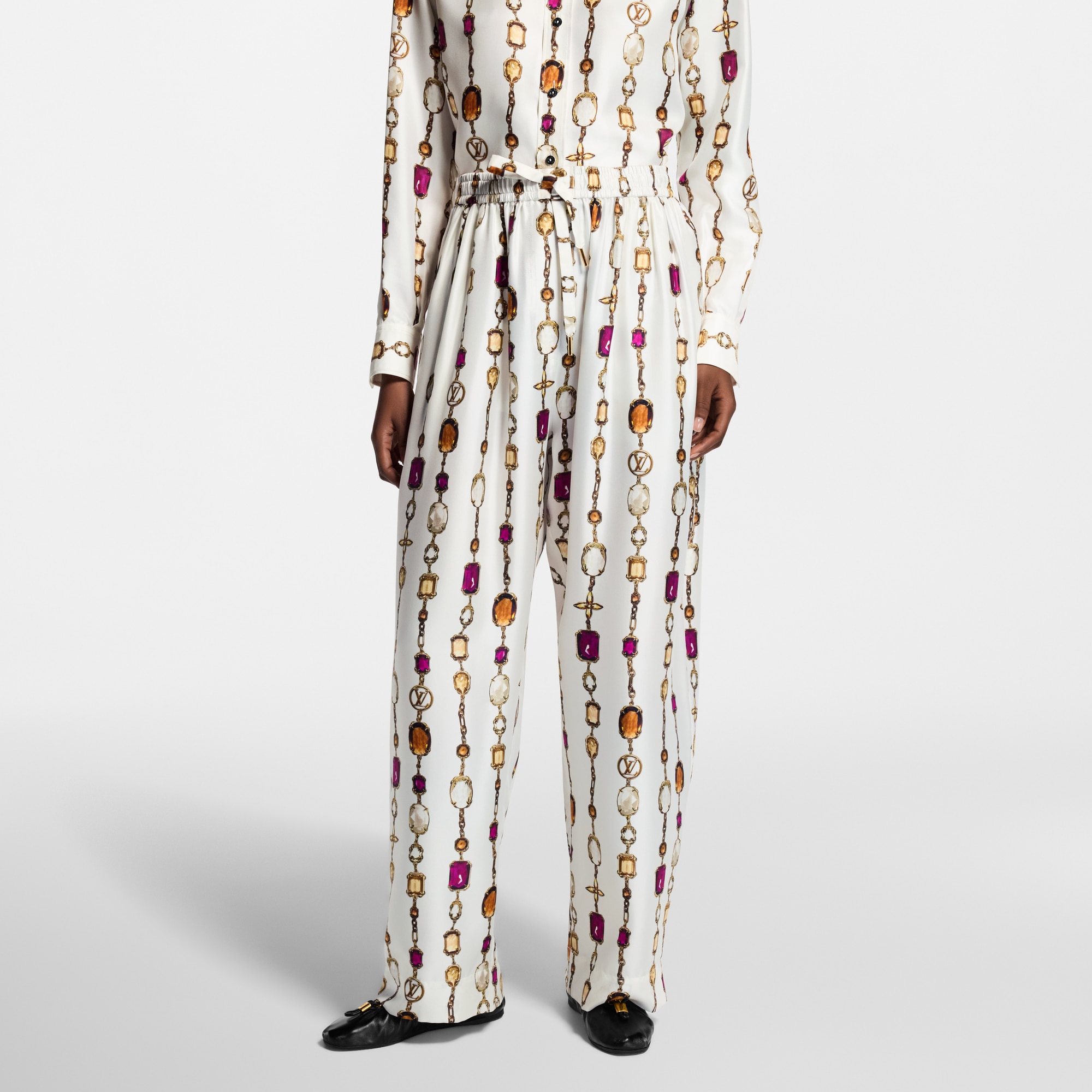 Pantalón tipo pijama con estampado de collar  Mujer Prêt-à-Porter Pantalones | LOUIS VUITTON (Zoom de producto)