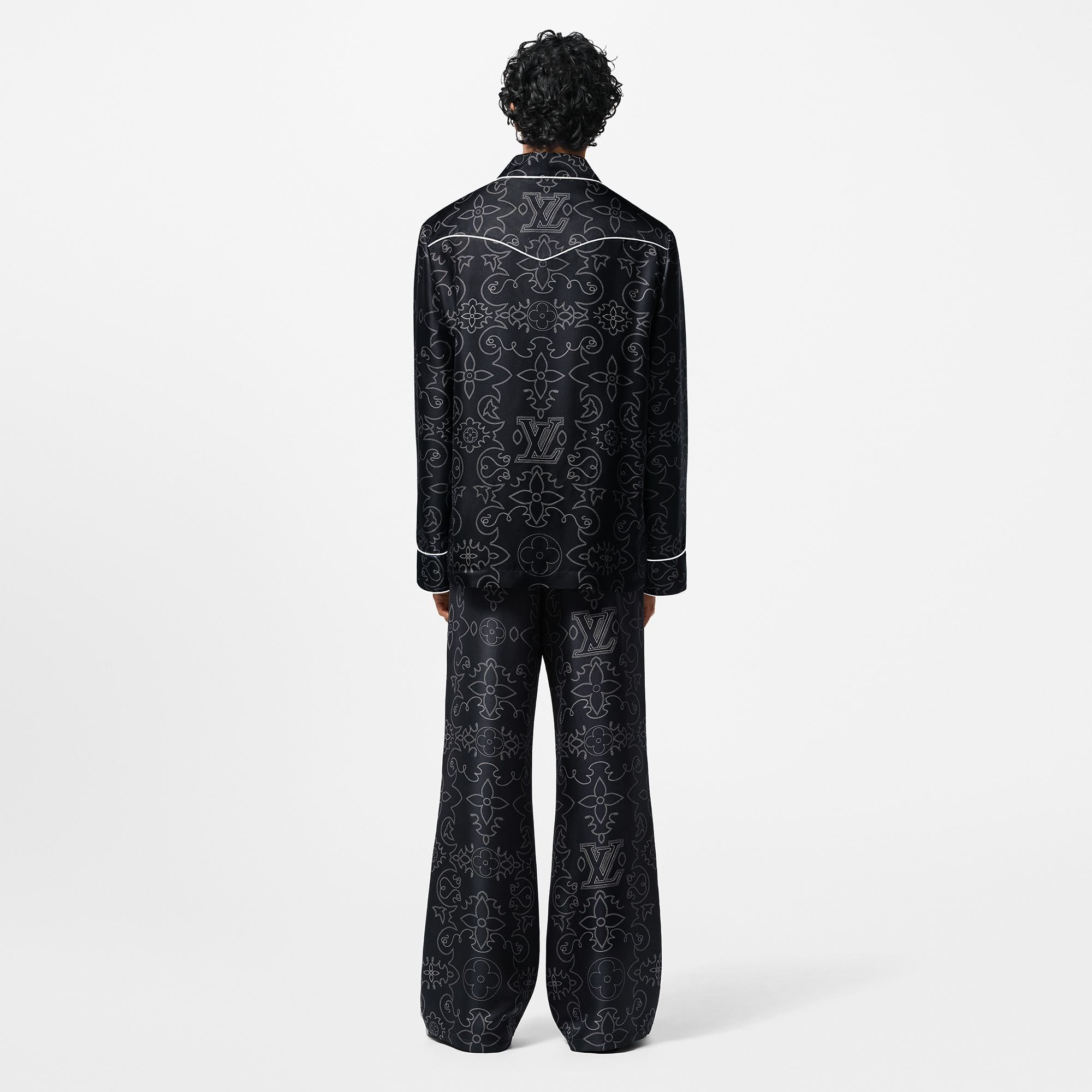 Pantalón tipo pijama de seda estampada  Hombre Prêt-à-Porter Pantalones | LOUIS VUITTON (Zoom de producto)
