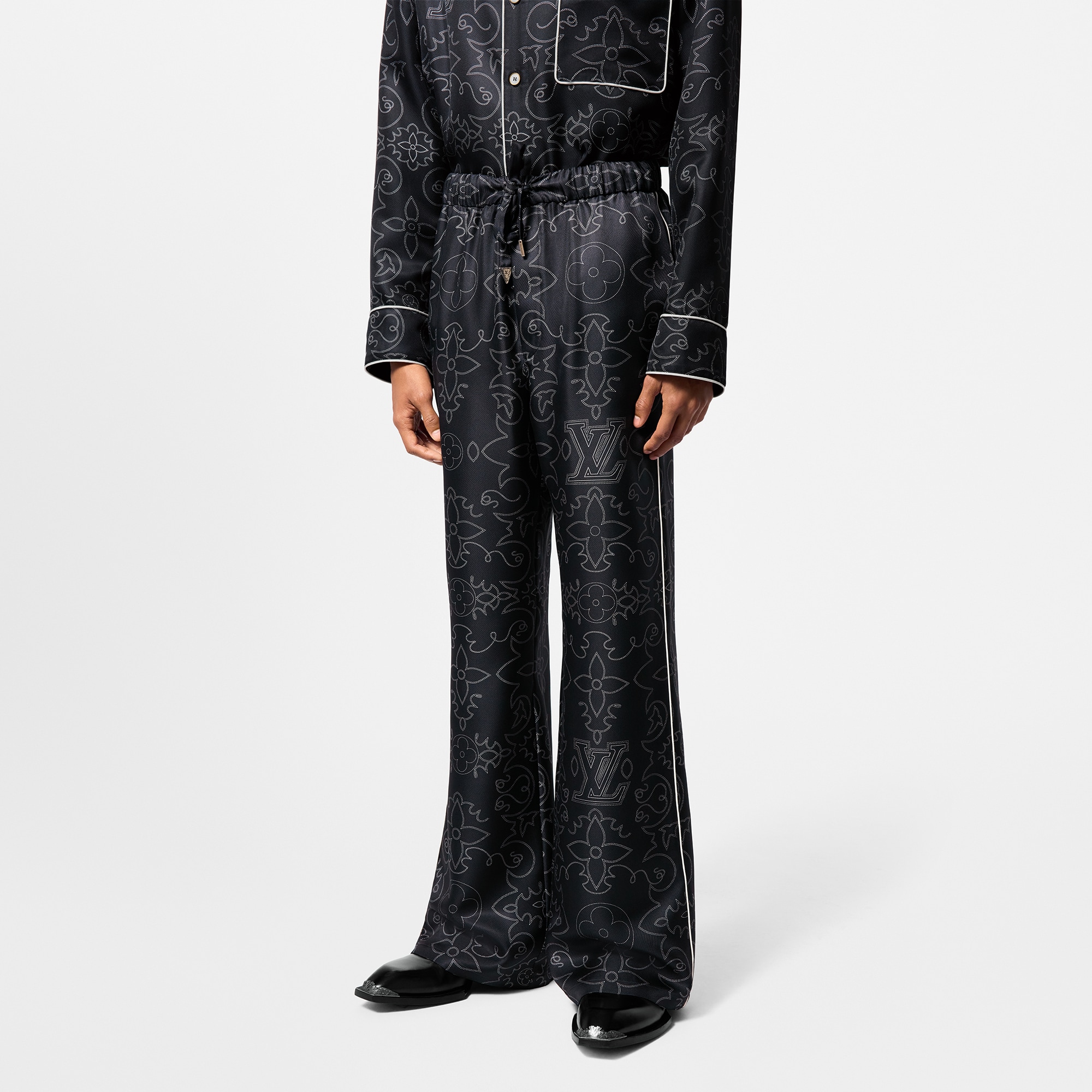 Pantalón tipo pijama de seda estampada  Hombre Prêt-à-Porter Pantalones | LOUIS VUITTON (Zoom de producto)