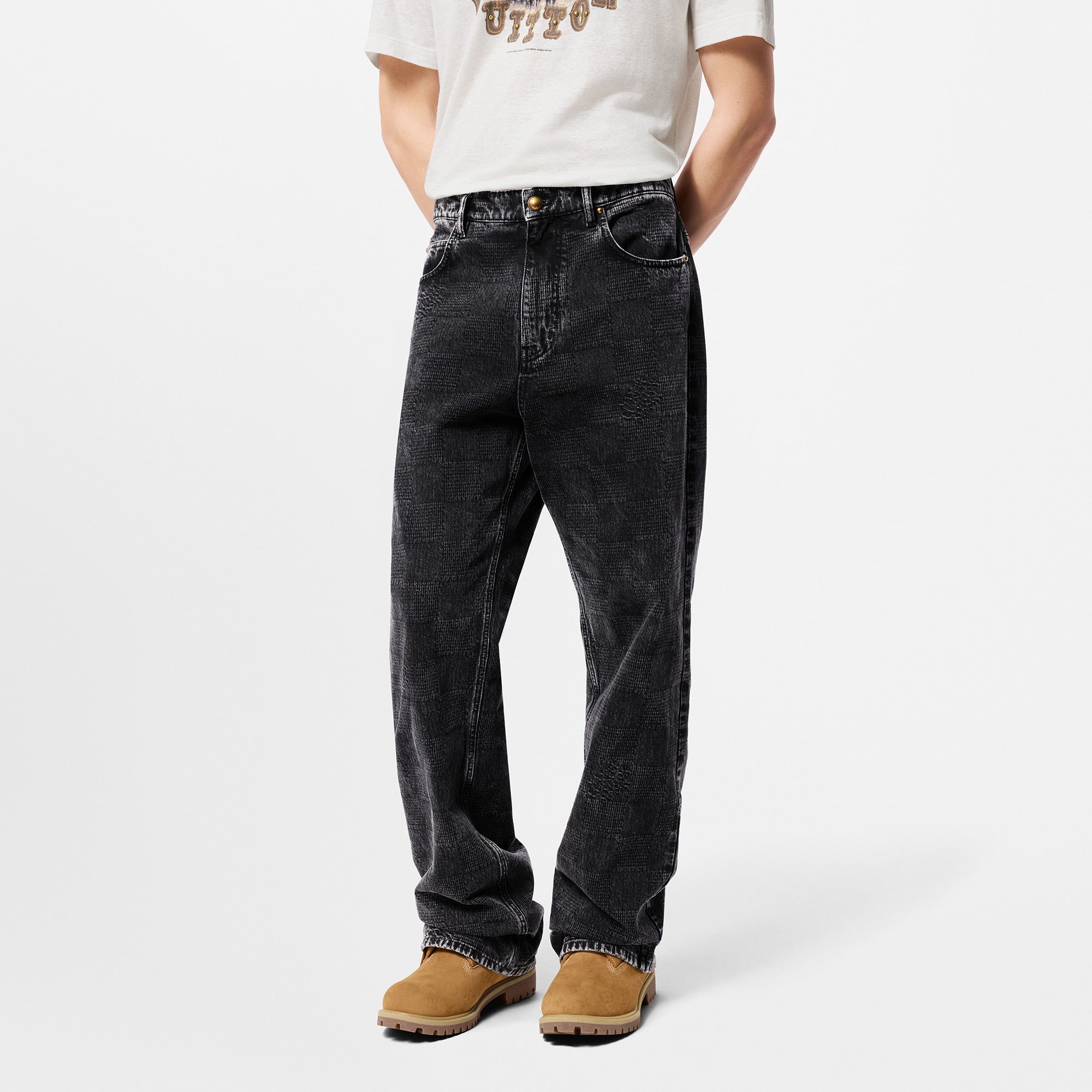 Pantalón utilitario Damier de algodón  Hombre Prêt-à-Porter Denim | LOUIS VUITTON (Zoom de producto)