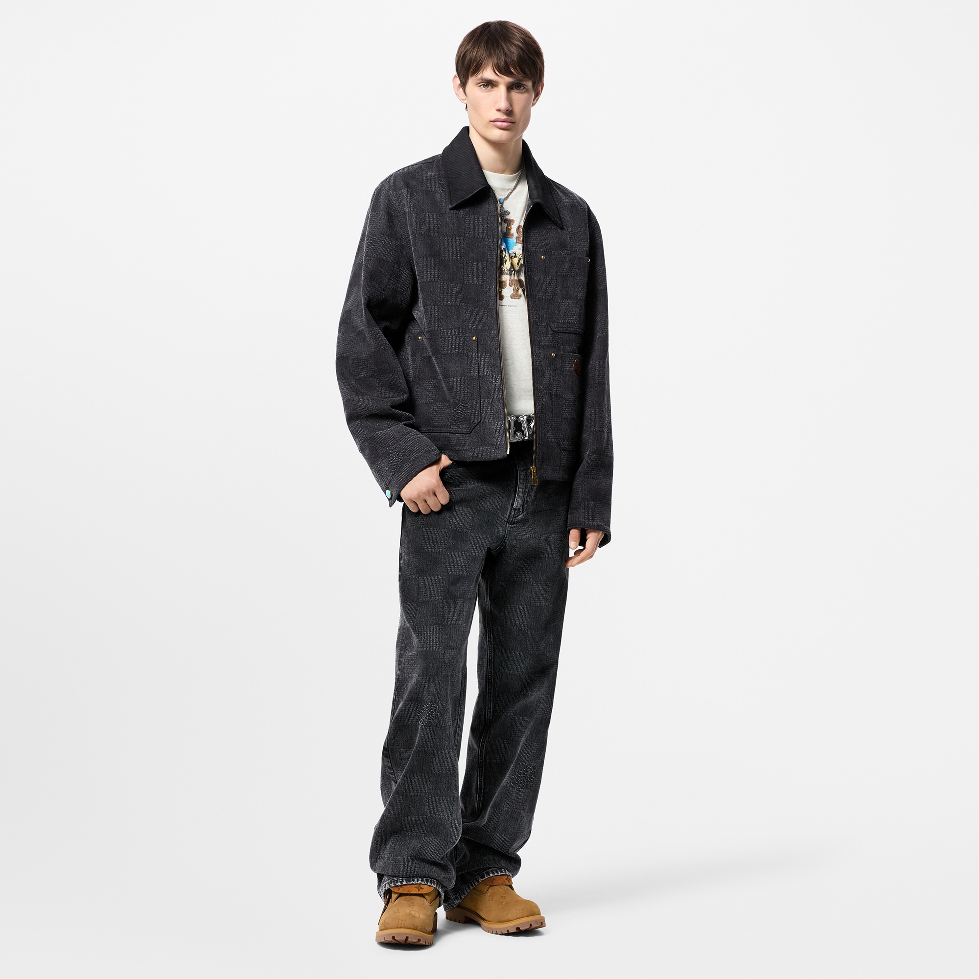 Pantalón utilitario Damier de algodón  Hombre Prêt-à-Porter Denim | LOUIS VUITTON (Zoom de producto)