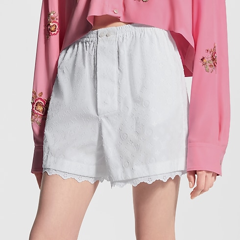 Pantalones cortos con ribete bordado Mujer Prêt-à-Porter Faldas y pantalones cortos | LOUIS VUITTON (Zoom de producto)