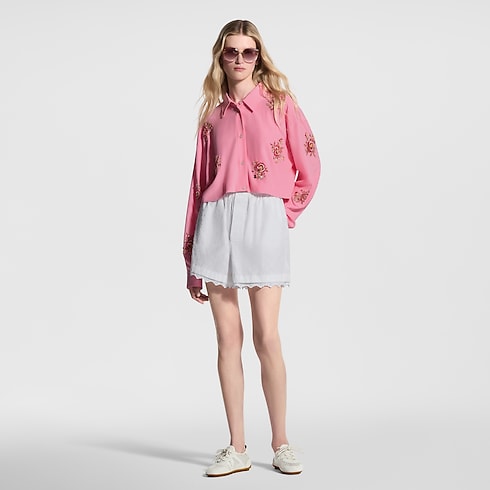 Pantalones cortos con ribete bordado Mujer Prêt-à-Porter Faldas y pantalones cortos | LOUIS VUITTON (Zoom de producto)