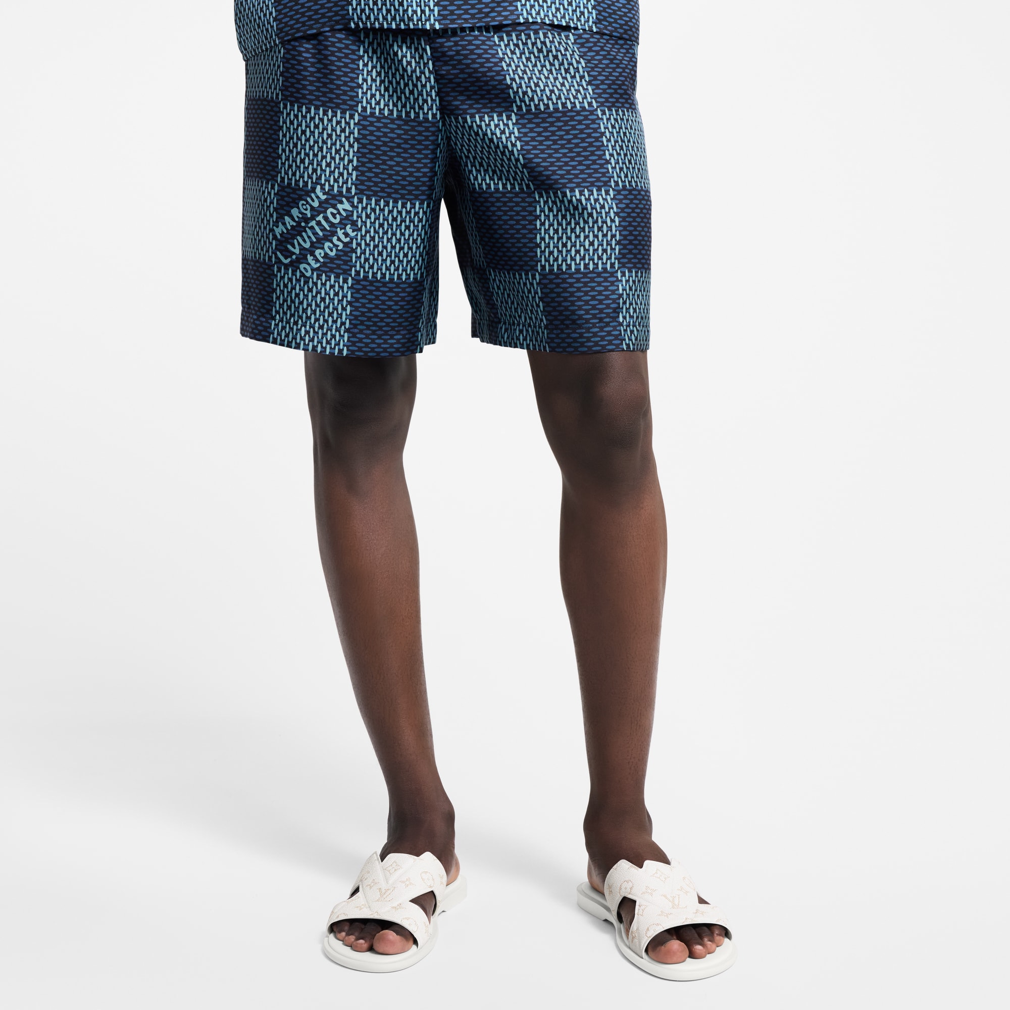 Pantalones cortos Damier de seda  Hombre Prêt-à-Porter Pantalones | LOUIS VUITTON (Zoom de producto)