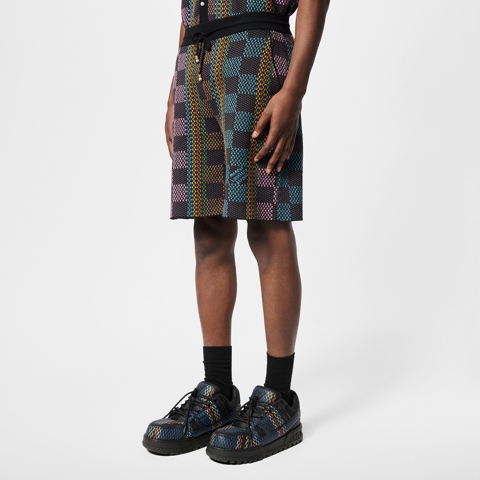 Pantalones cortos Damier en punto de algodón  Hombre Prêt-à-Porter Todo Prêt-à-Porter | LOUIS VUITTON (Zoom de producto)