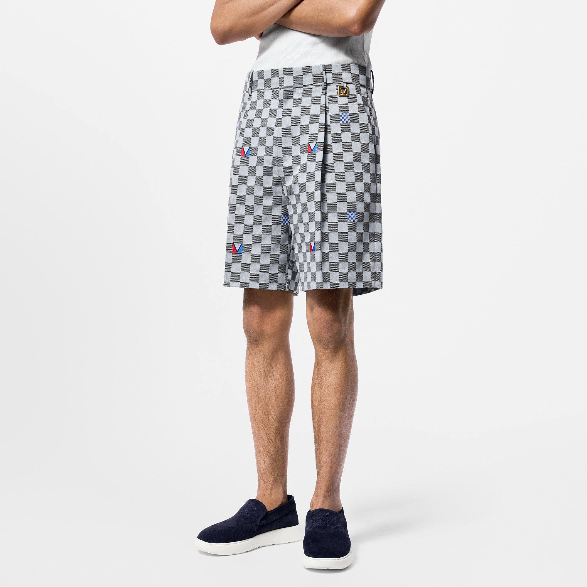 Pantalones cortos de sastre Damier en algodón  Hombre Prêt-à-Porter Pantalones | LOUIS VUITTON (Zoom de producto)