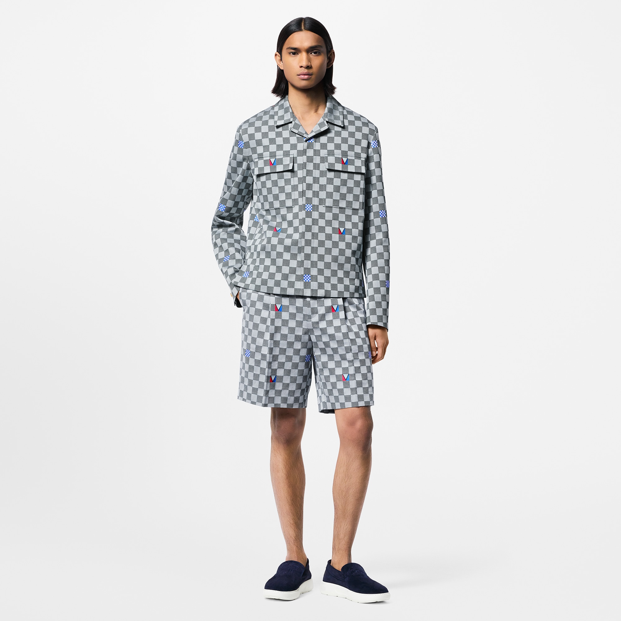 Pantalones cortos de sastre Damier en algodón  Hombre Prêt-à-Porter Pantalones | LOUIS VUITTON (Zoom de producto)