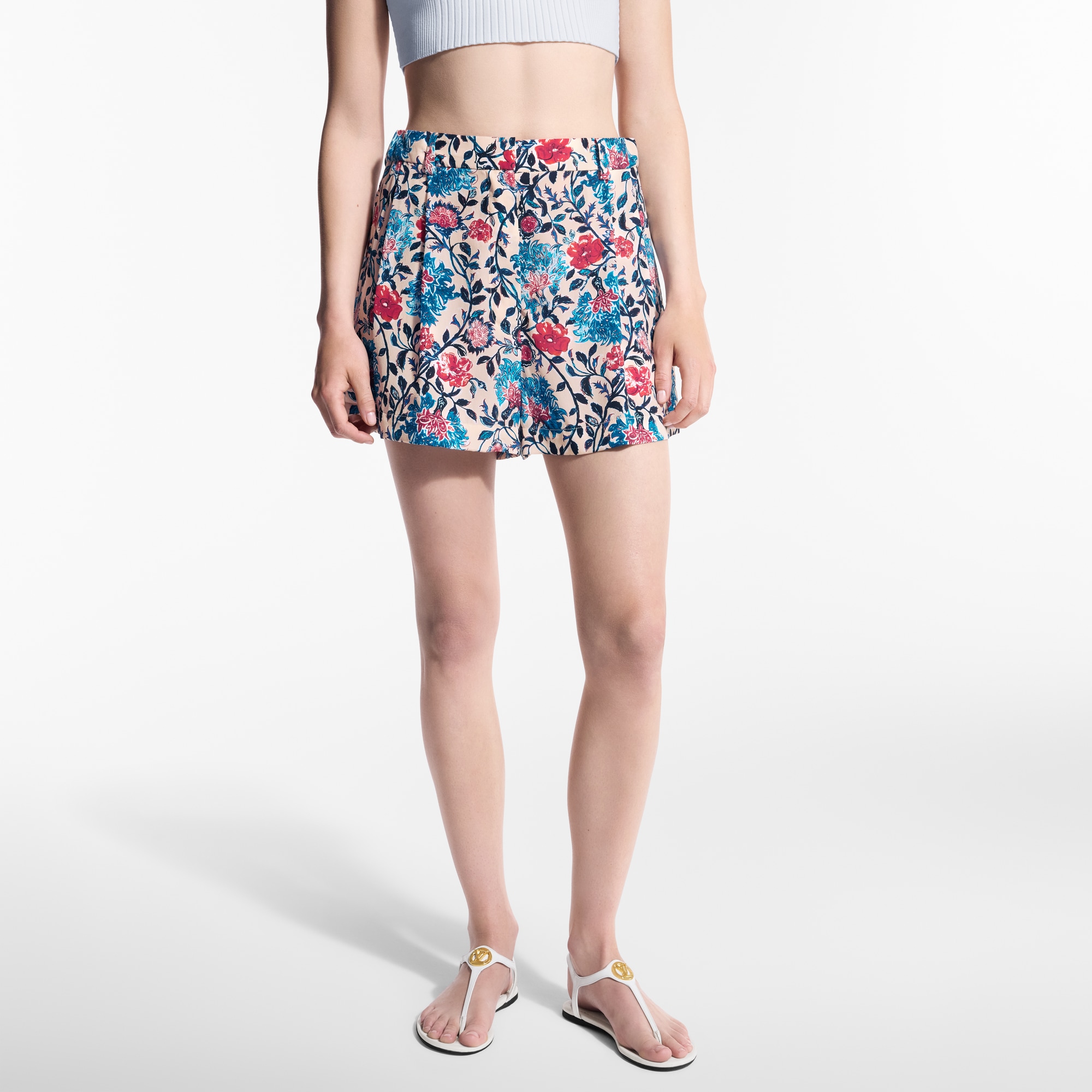 Pantalones cortos plisados con motivo floral  Mujer Prêt-à-Porter Faldas y pantalones cortos | LOUIS VUITTON (Zoom de producto)