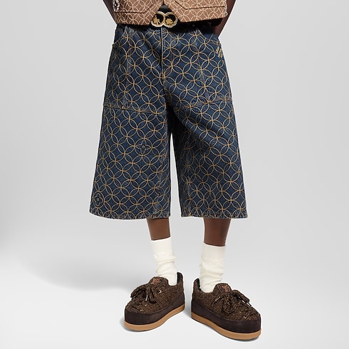 Pantalones cortos utilitarios bordados Hombre Prêt-à-Porter Denim | LOUIS VUITTON (Zoom de producto)