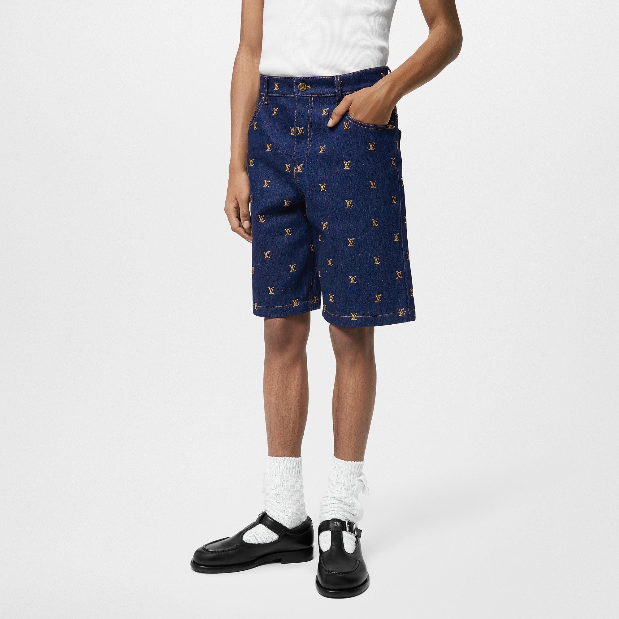 Pantalones cortos vaqueros bordados  Hombre Prêt-à-Porter Denim | LOUIS VUITTON (Zoom de producto)