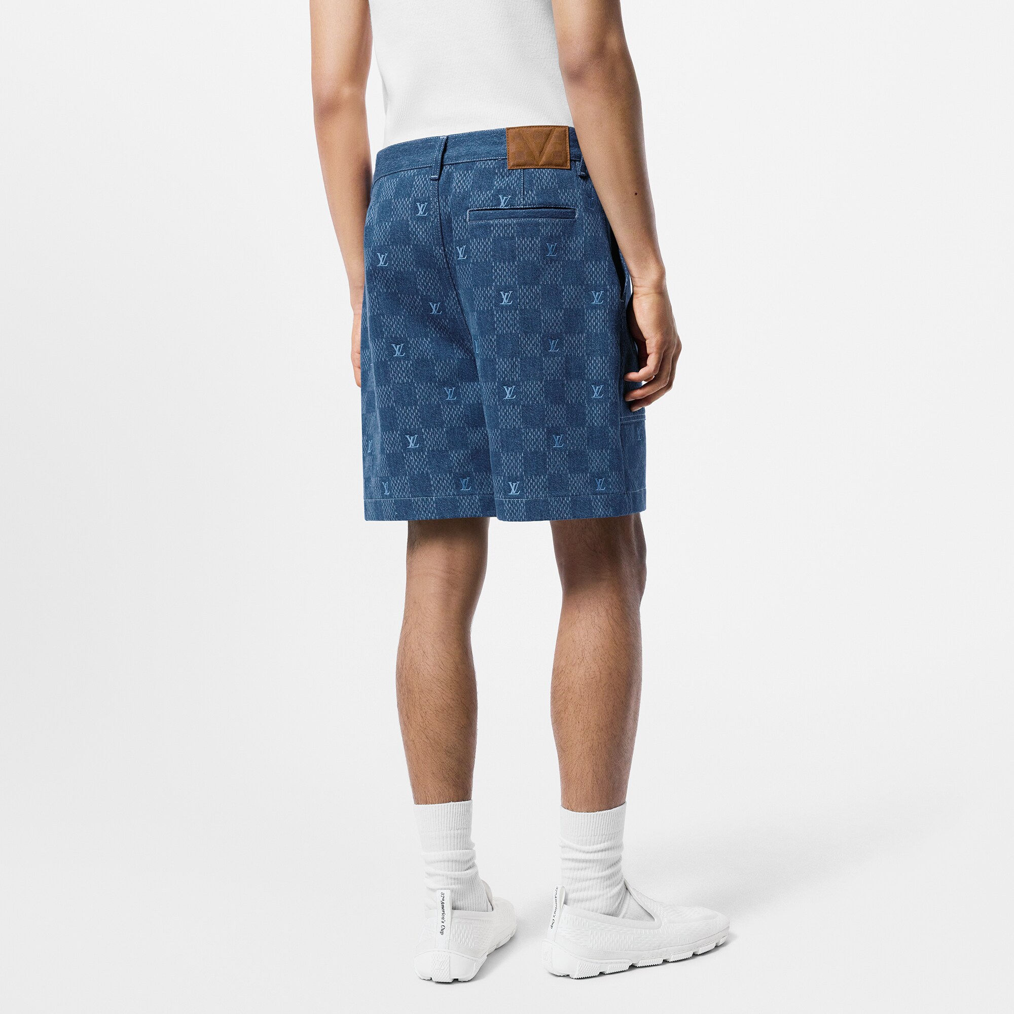 Pantalones cortos vaqueros Damier bordados  Hombre Prêt-à-Porter Denim | LOUIS VUITTON (Zoom de producto)