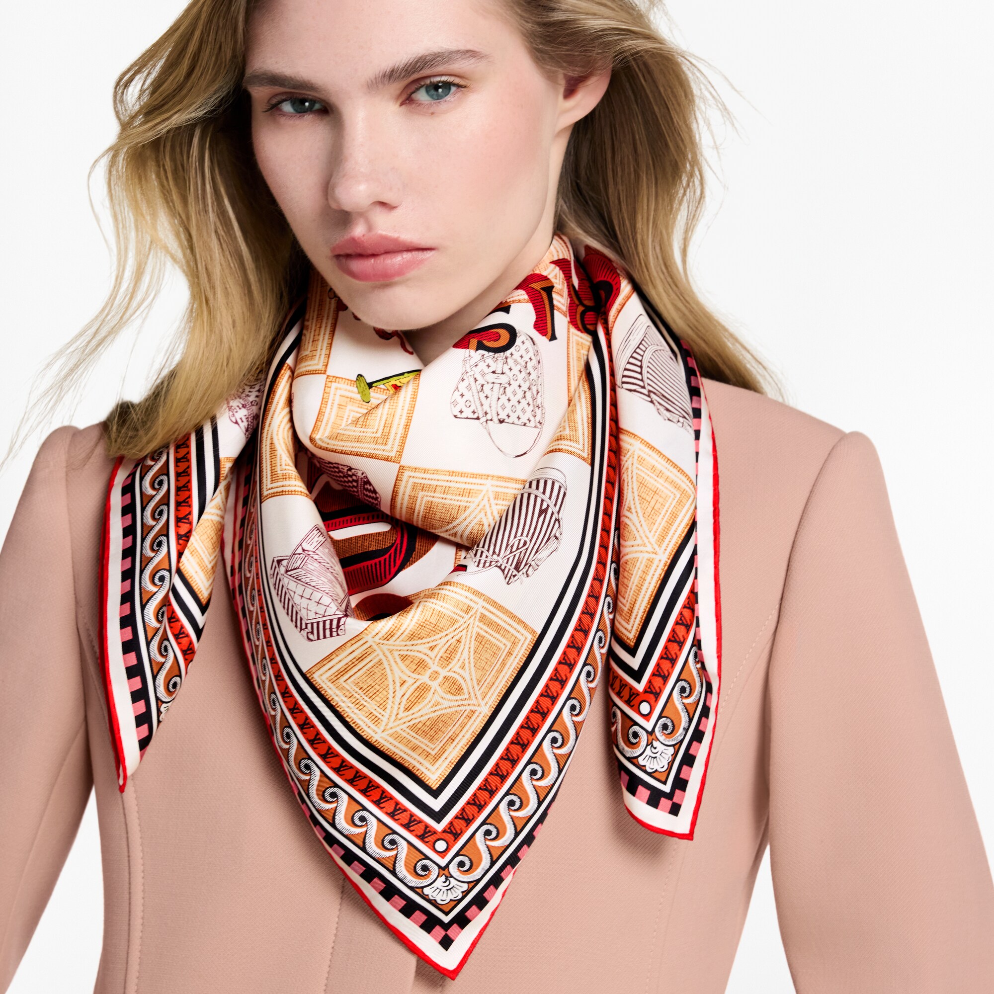 Pañuelo Damiergram 90 S00 Mujer Accesorios Pañuelos de seda y bandanas | LOUIS VUITTON (Zoom de producto)