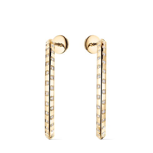 Pendientes de aro grandes Le Damier de Louis Vuitton de oro amarillo y diamantes Joyería Categorías Pendientes | LOUIS VUITTON (Zoom de producto)