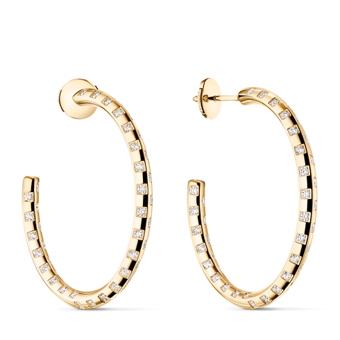 Pendientes de aro grandes Le Damier de Louis Vuitton de oro amarillo y diamantes Joyería Categorías Pendientes | LOUIS VUITTON (Zoom de producto)