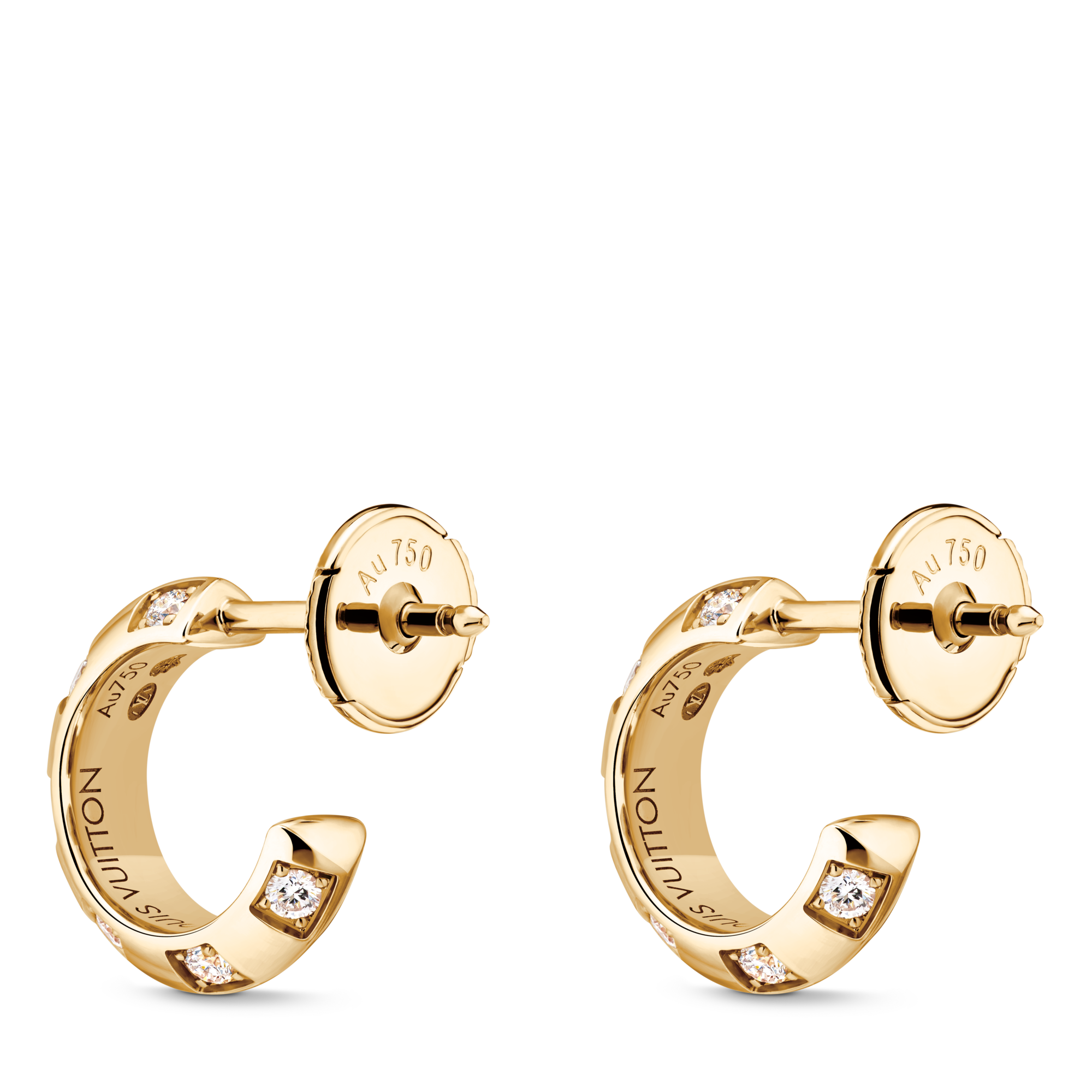 Pendientes de aro pequeños Le Damier de Louis Vuitton de oro amarillo y diamantes  Joyería Categorías Pendientes | LOUIS VUITTON (Zoom de producto)