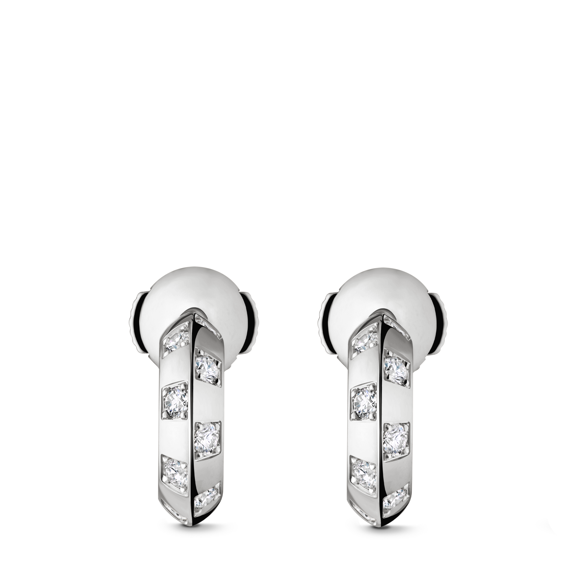 Pendientes de aro pequeños Le Damier de Louis Vuitton de oro blanco y diamantes  Joyería Categorías Pendientes | LOUIS VUITTON (Zoom de producto)